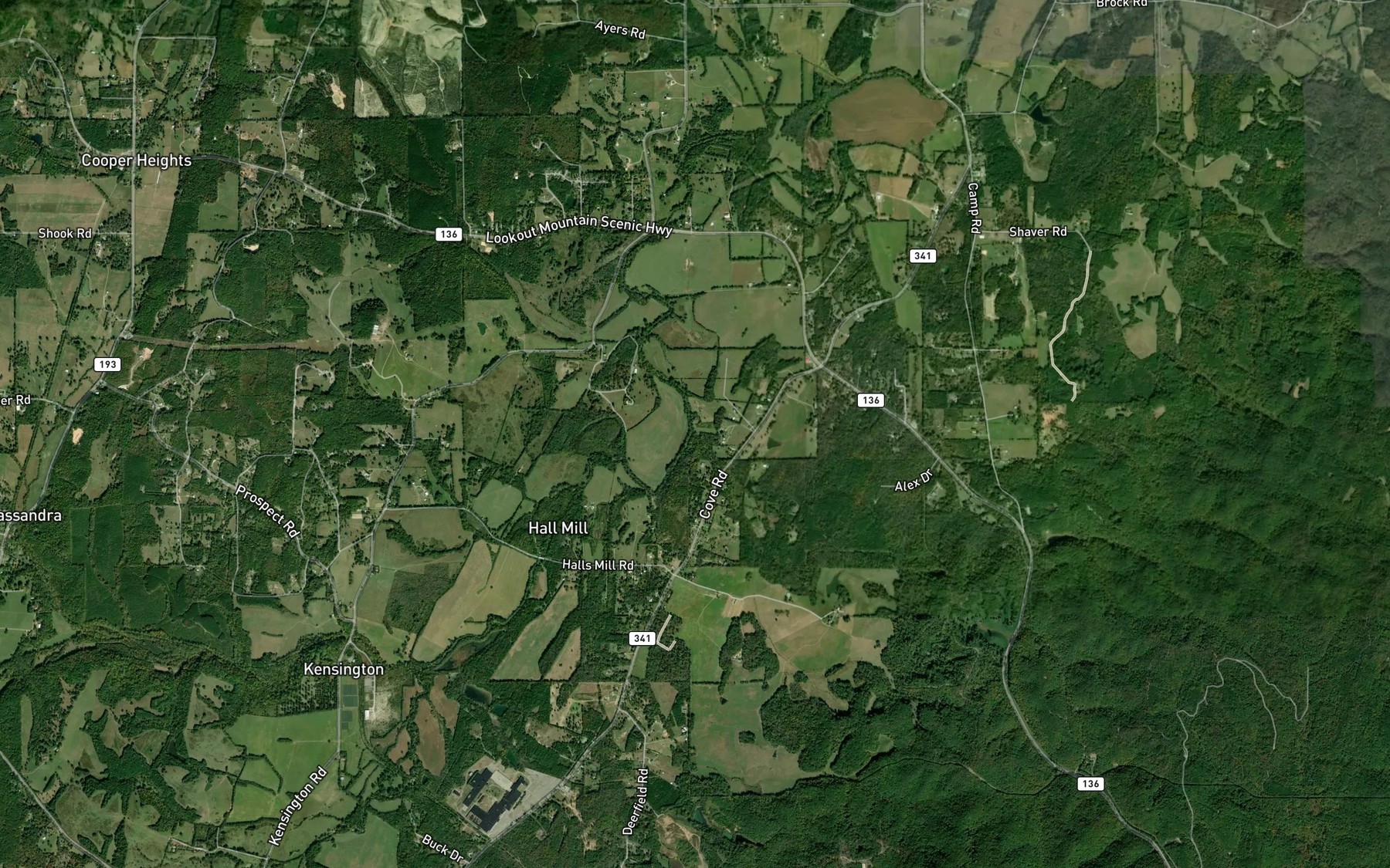 Satellite map of the Pittman Branch