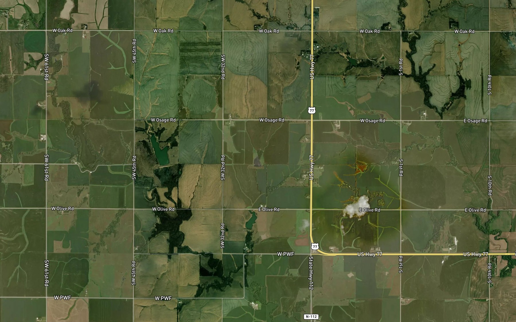 Satellite map of the Big Indian Creek Reservoir 12-1