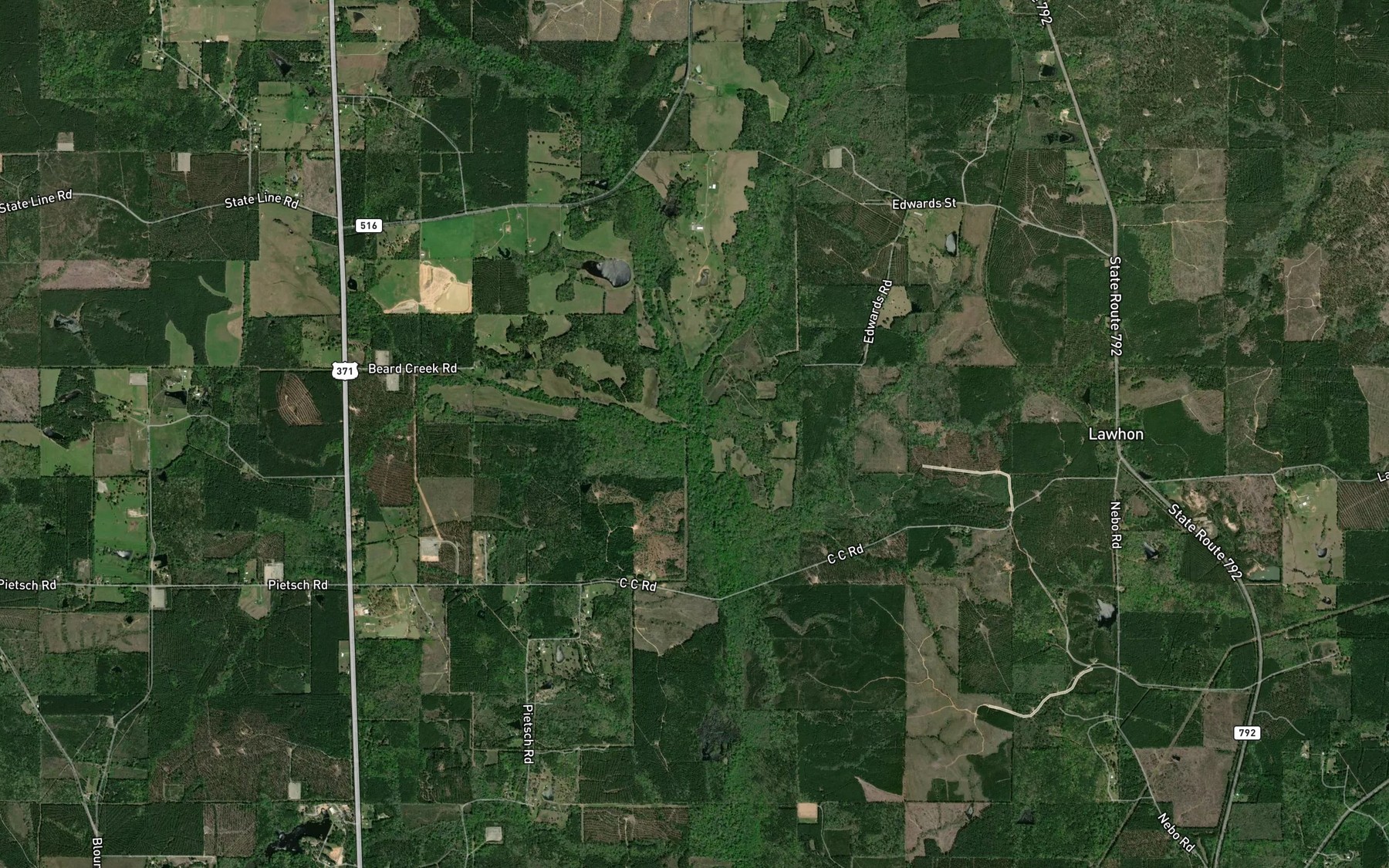 Satellite map of the Beard Branch