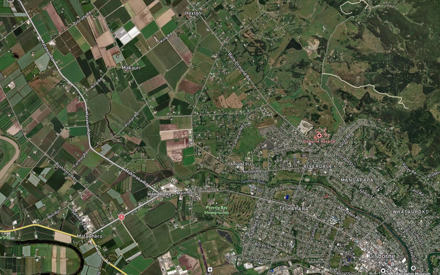 Satellite map of the Hapara Stream