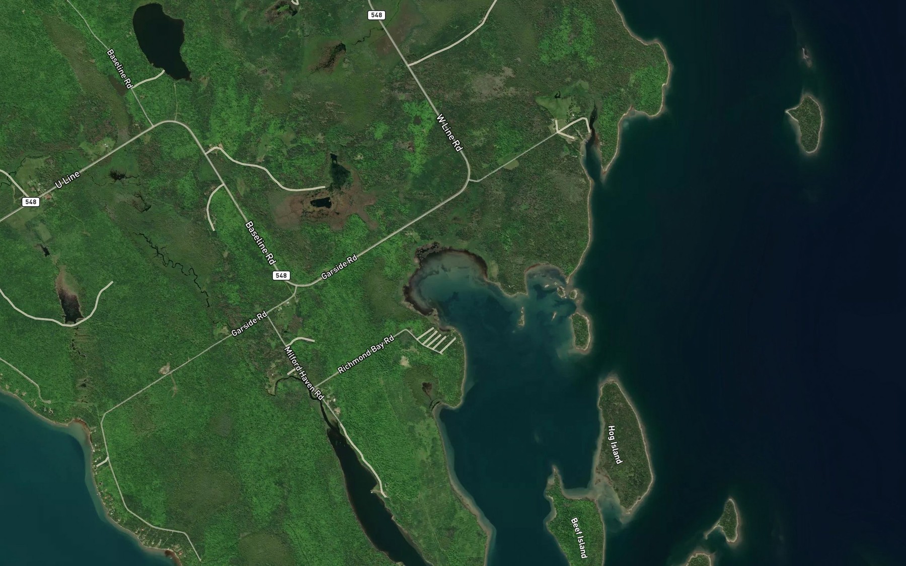 Satellite map of the Mosquito Bay