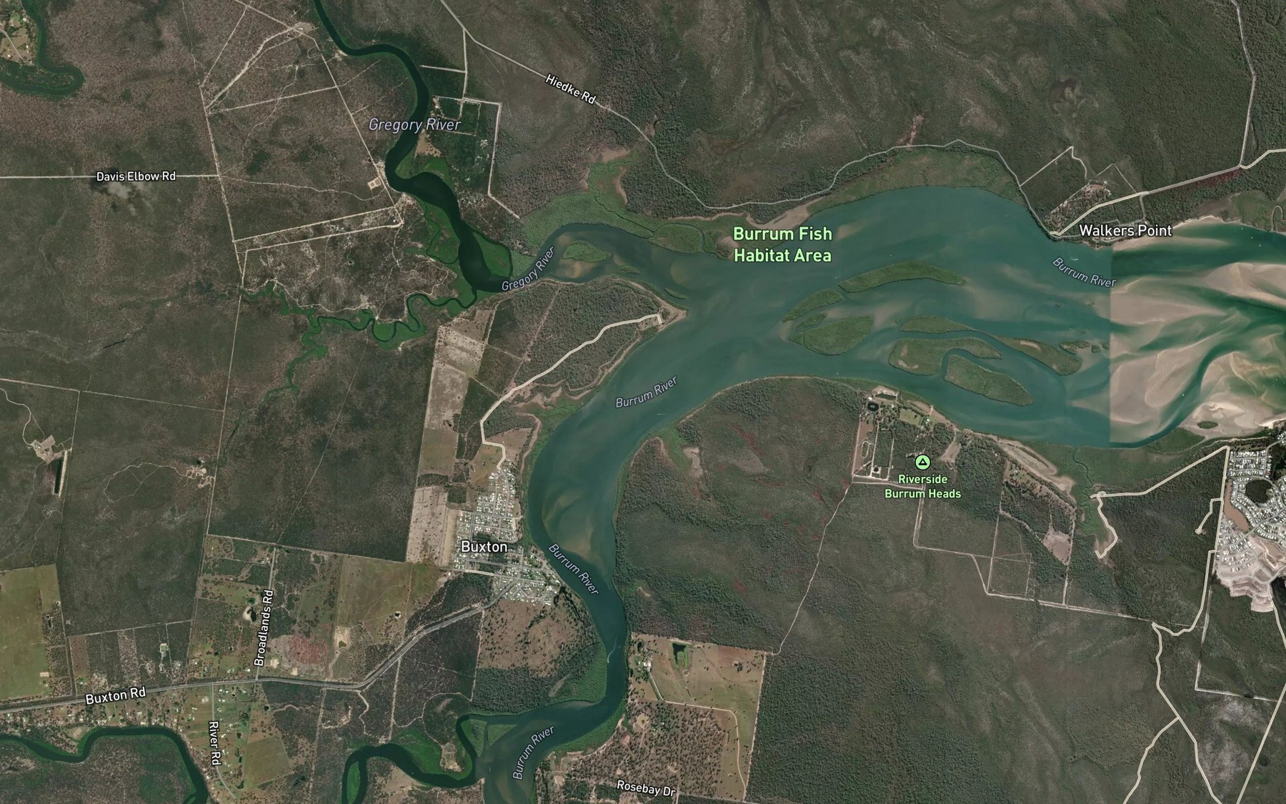 Satellite map of the Gregory River