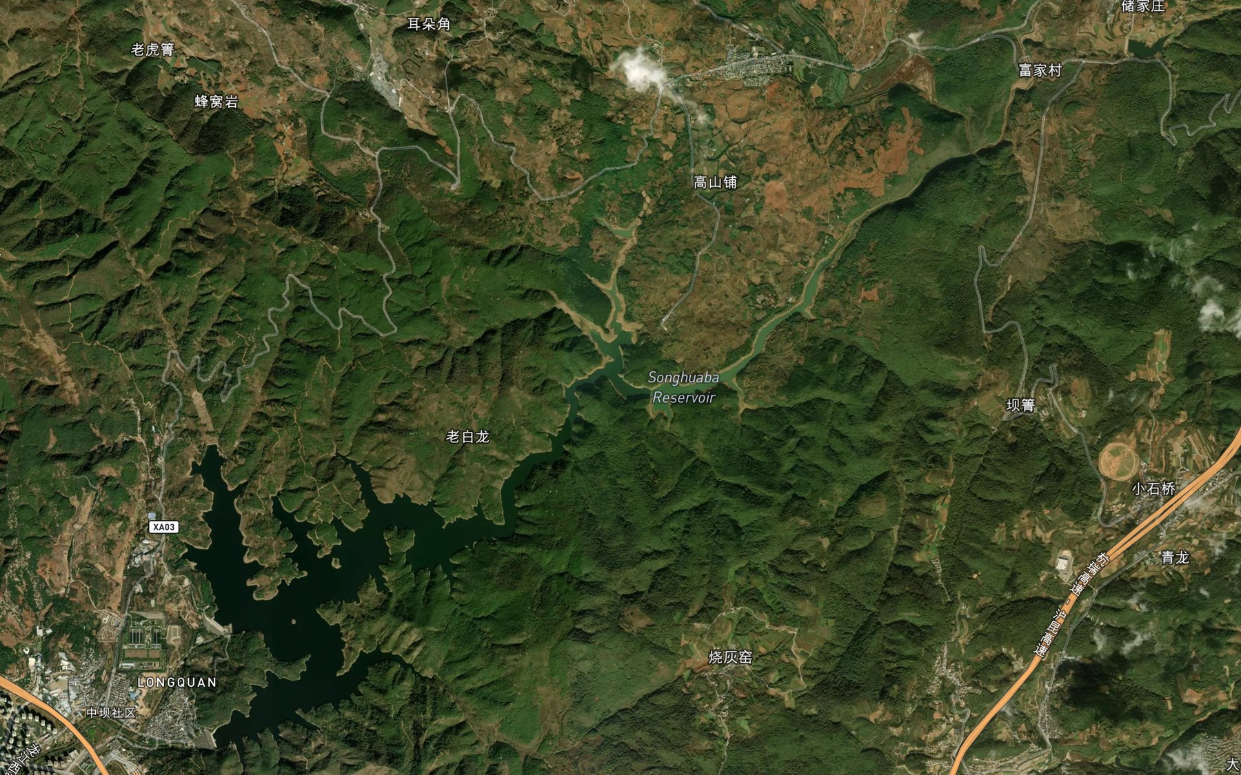 Satellite map of the Songhuaba Shuiku