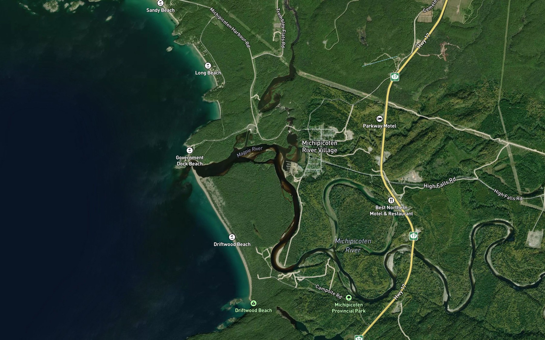 Satellite map of the Riviere Magpie
