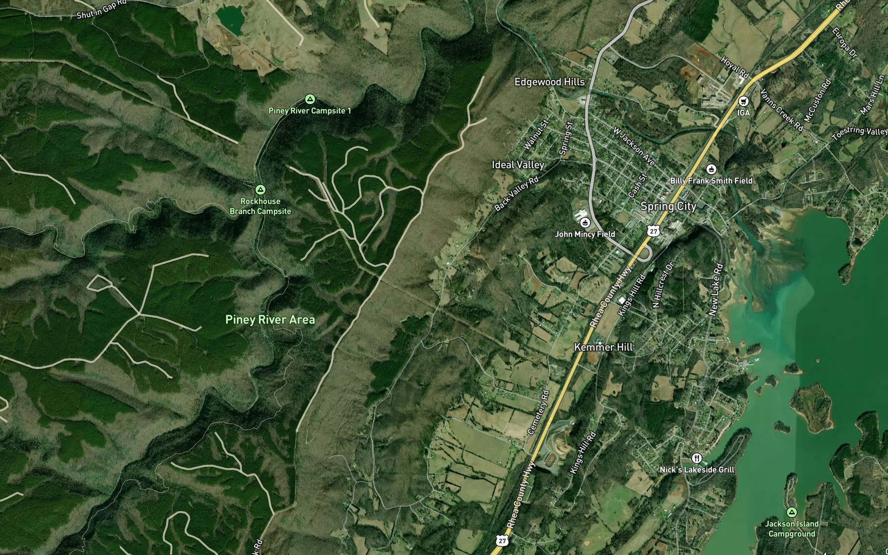 Satellite map of the Seven Spring