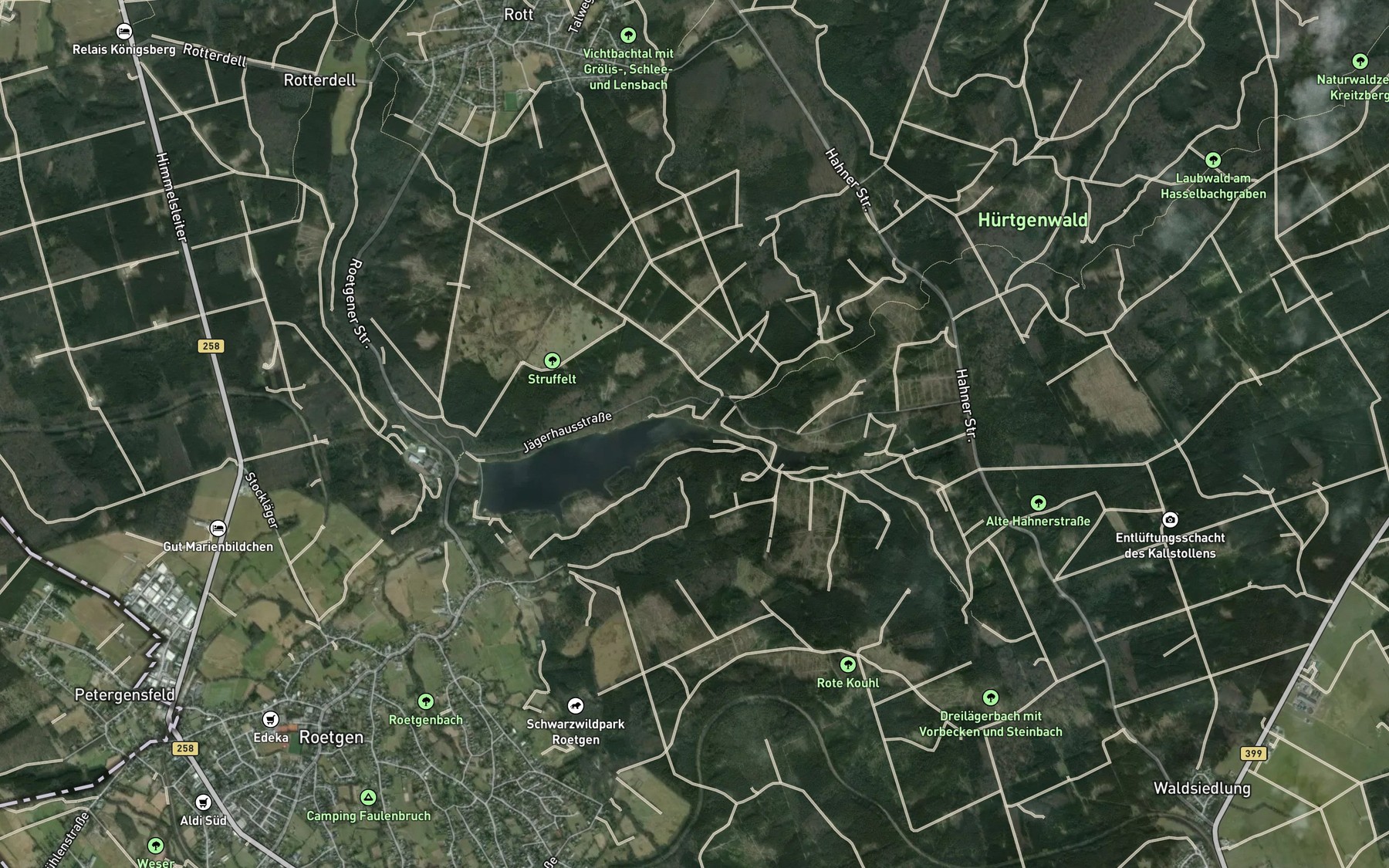 Satellite map of the Dreilager Bach
