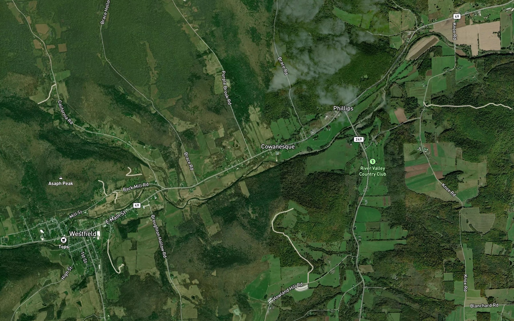 Satellite map of the Purple Brook