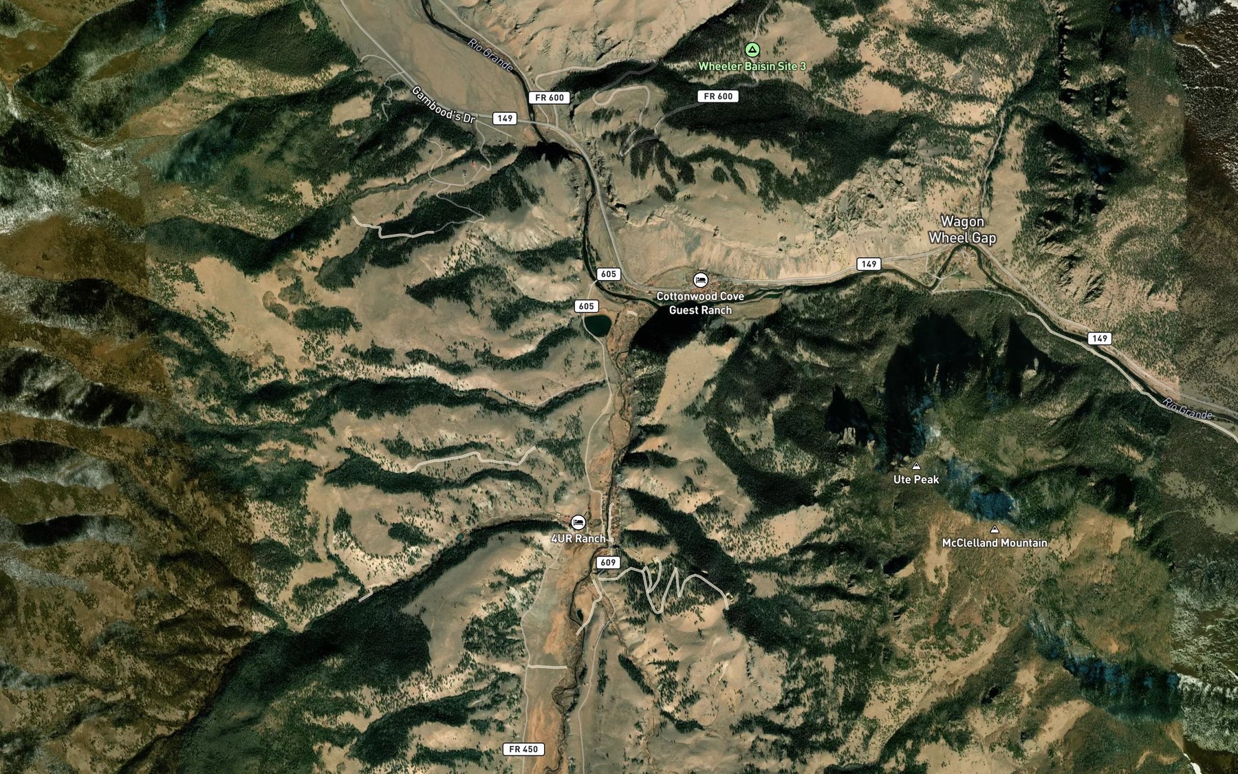 Satellite map of the Caldwell Creek
