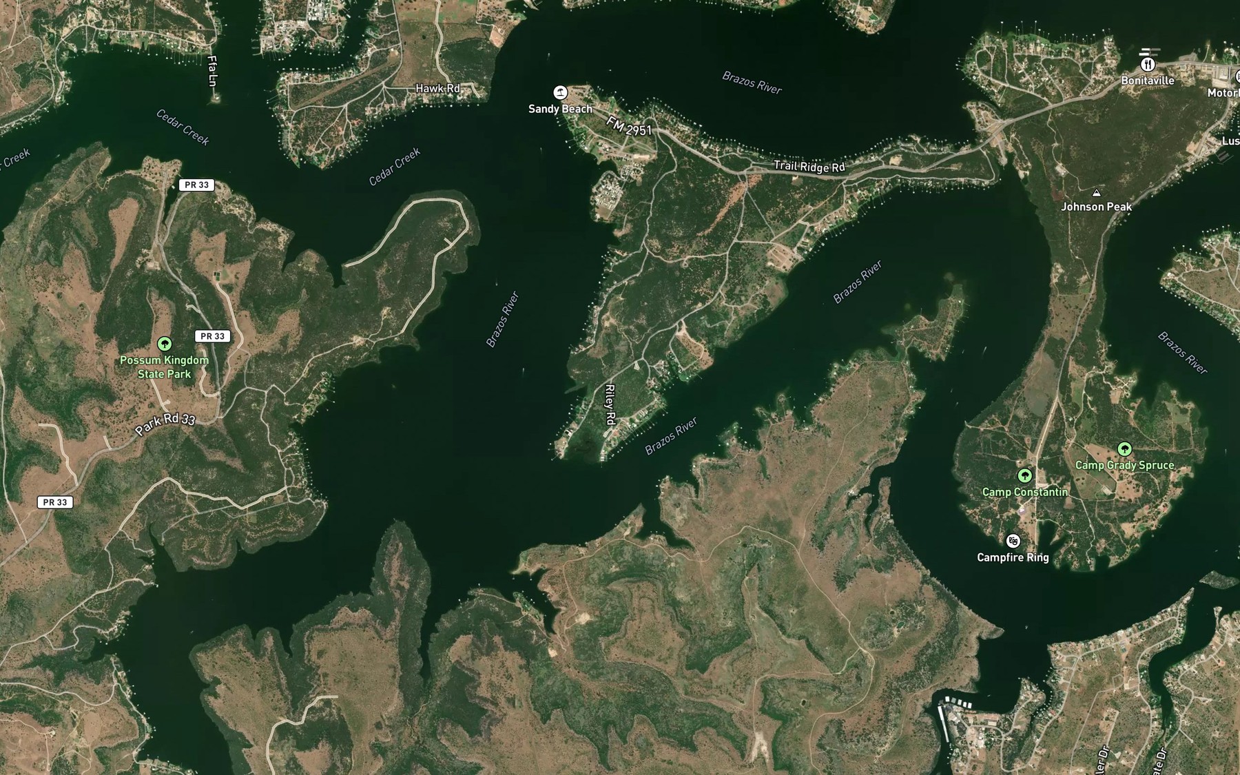 Satellite map of the Bone Bend