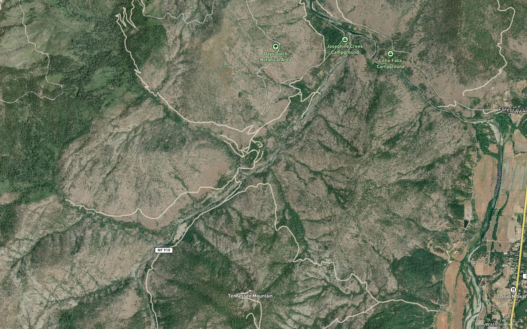 Satellite map of the Nogle Creek