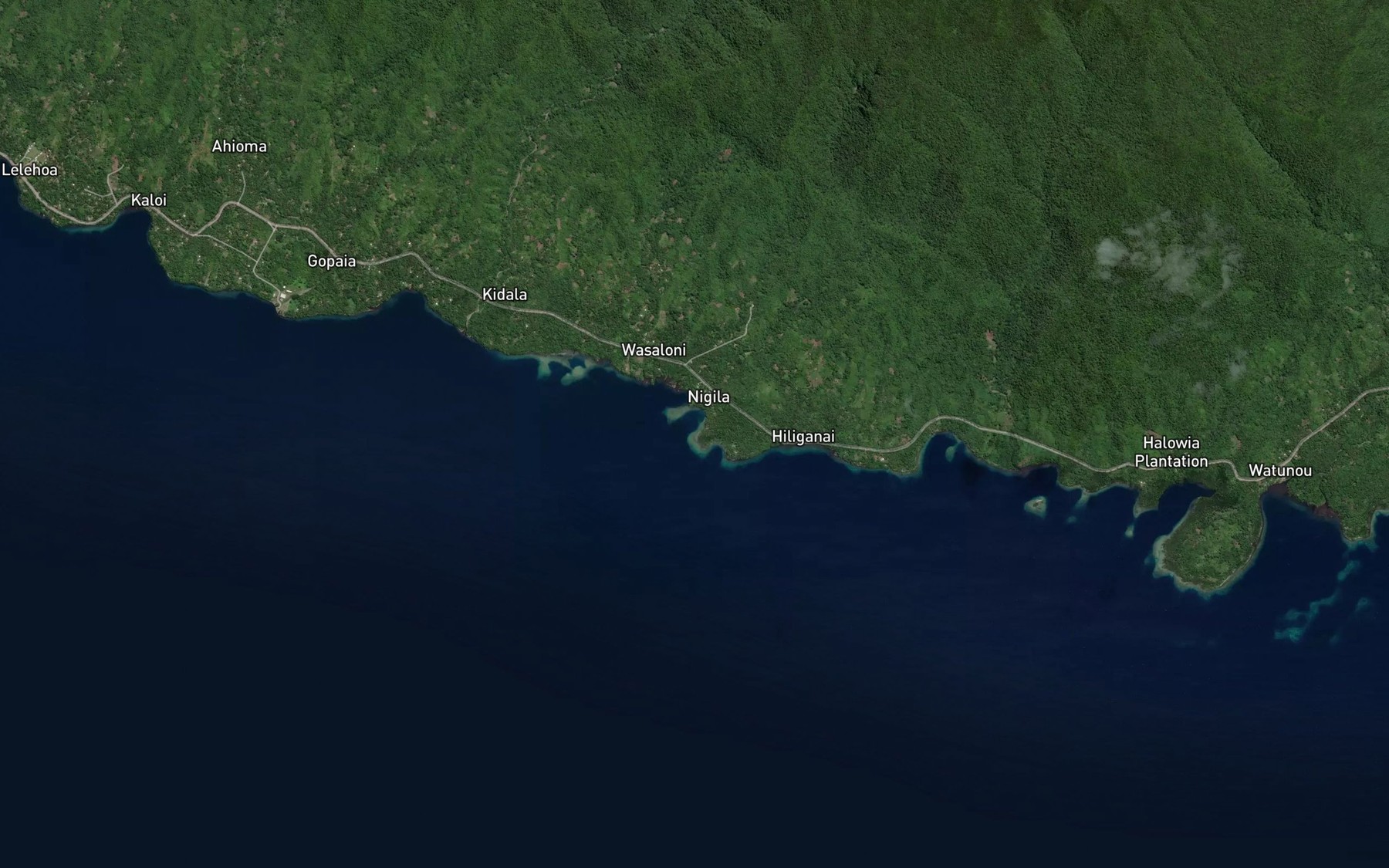 Satellite map of the Wasaloni Bay