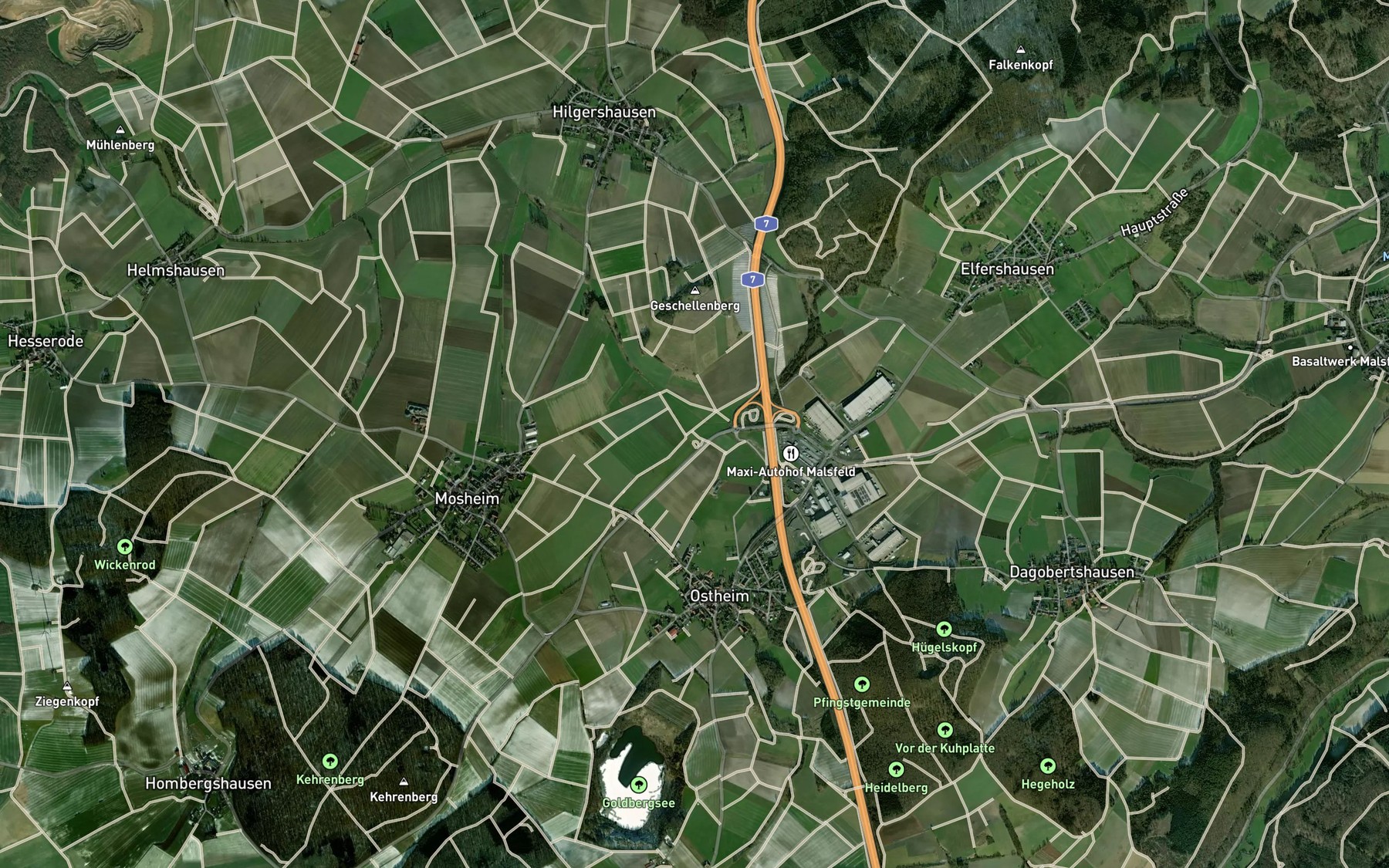 Satellite map of the Rhunda