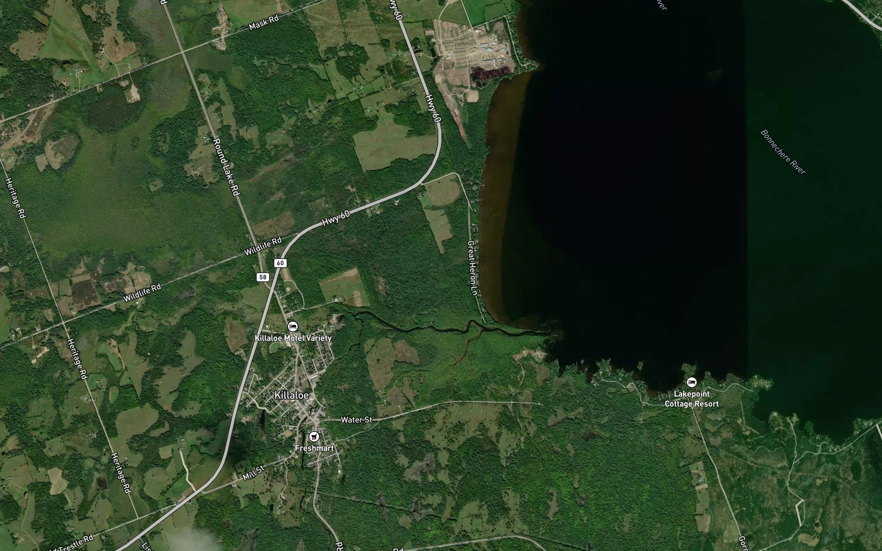 Satellite map of the Coles Creek