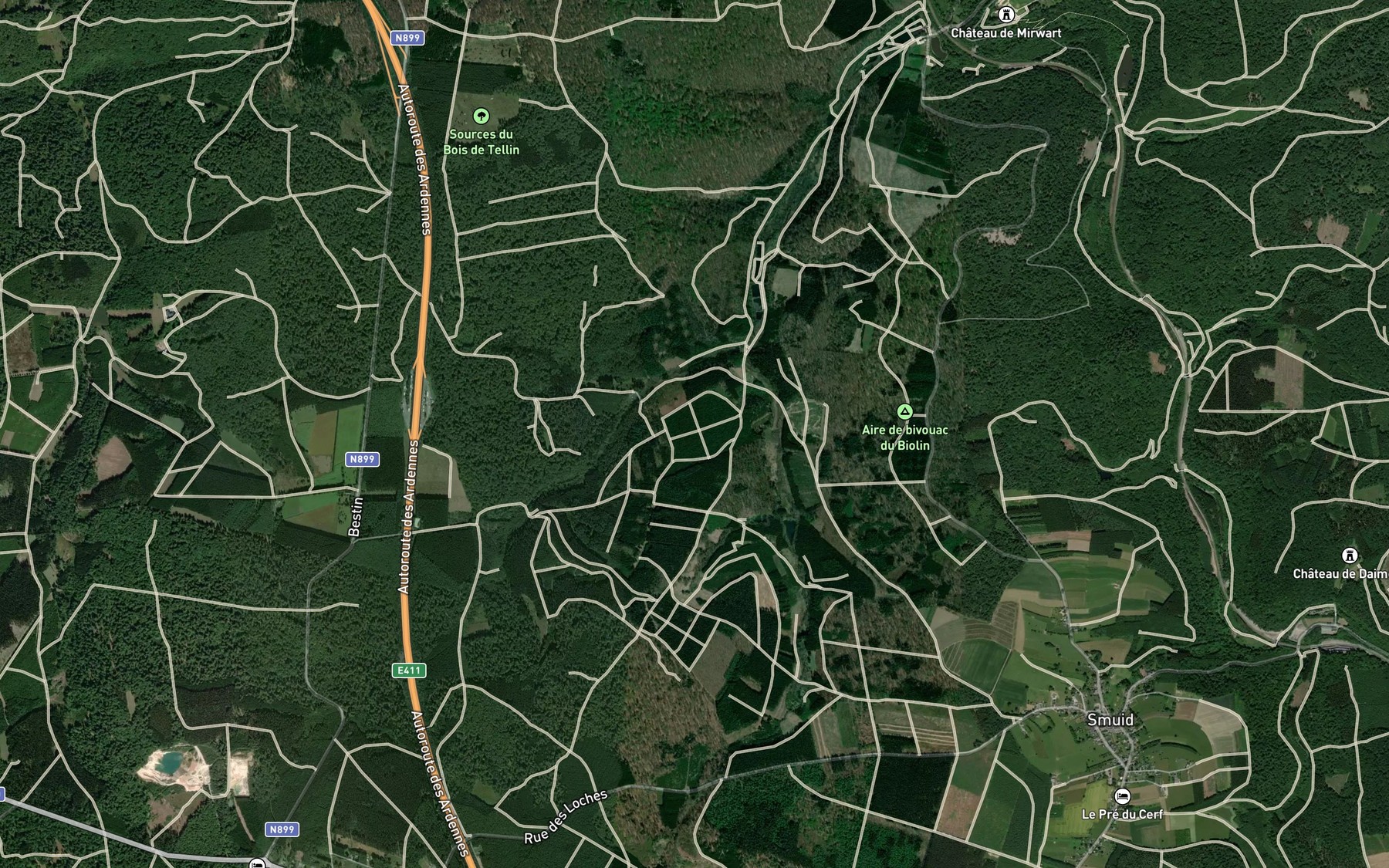 Satellite map of the Etang de Sainte-Fontaine
