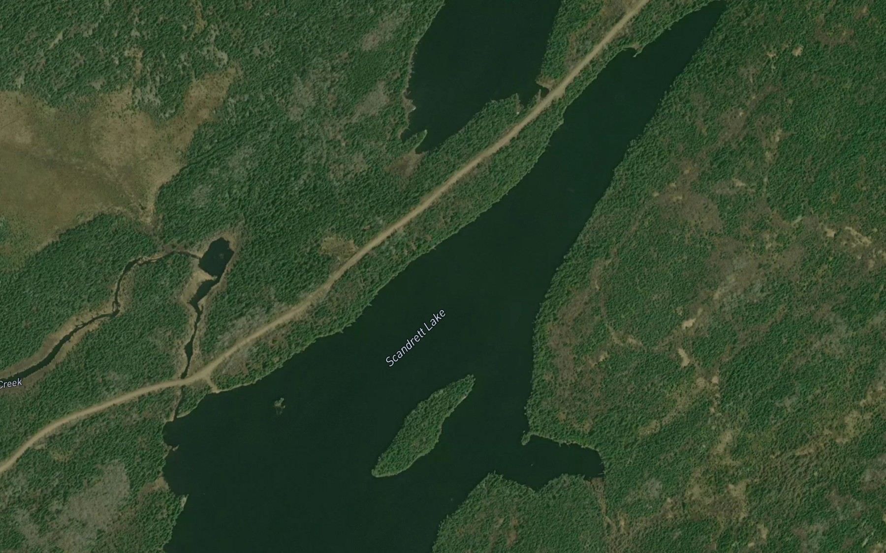 Satellite map of the Scandrett Creek