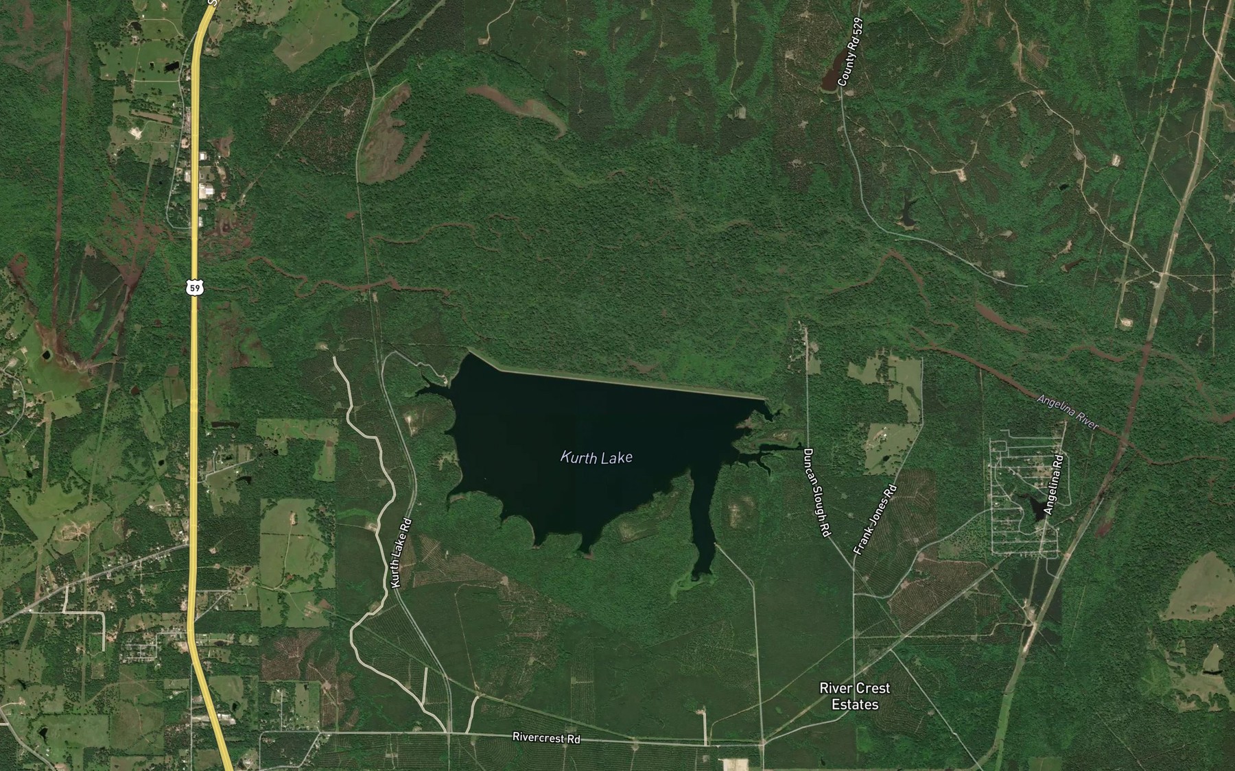 Satellite map of the Kurth Lake
