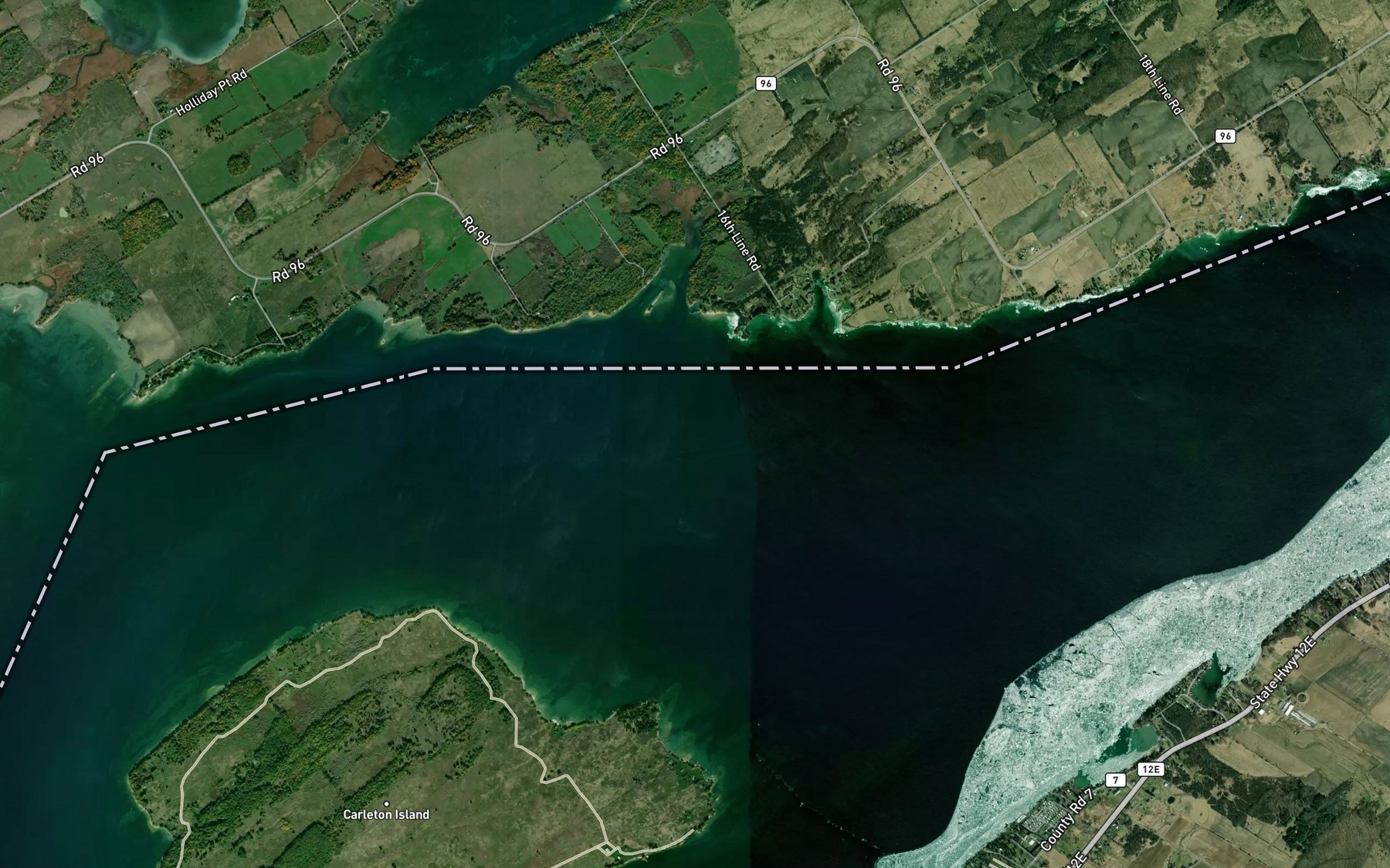 Satellite map of the Lewis Bay