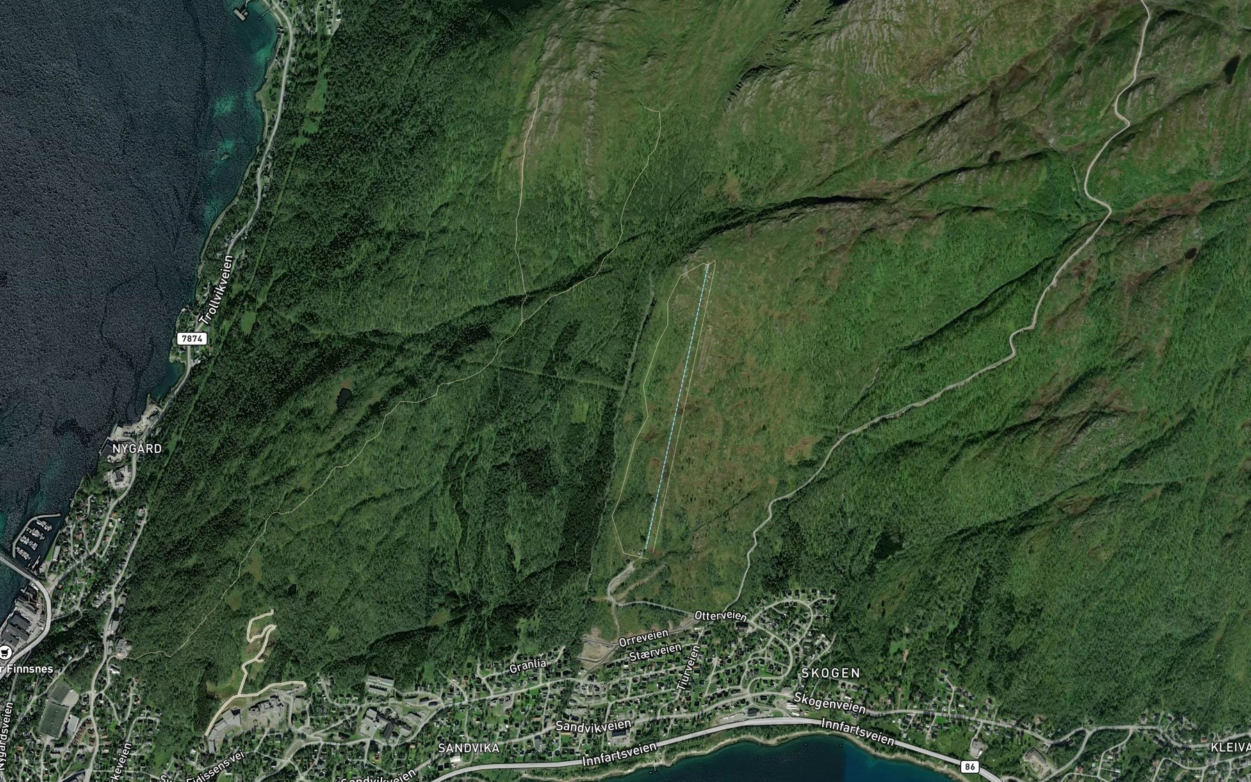 Satellite map of the Sandvikelva