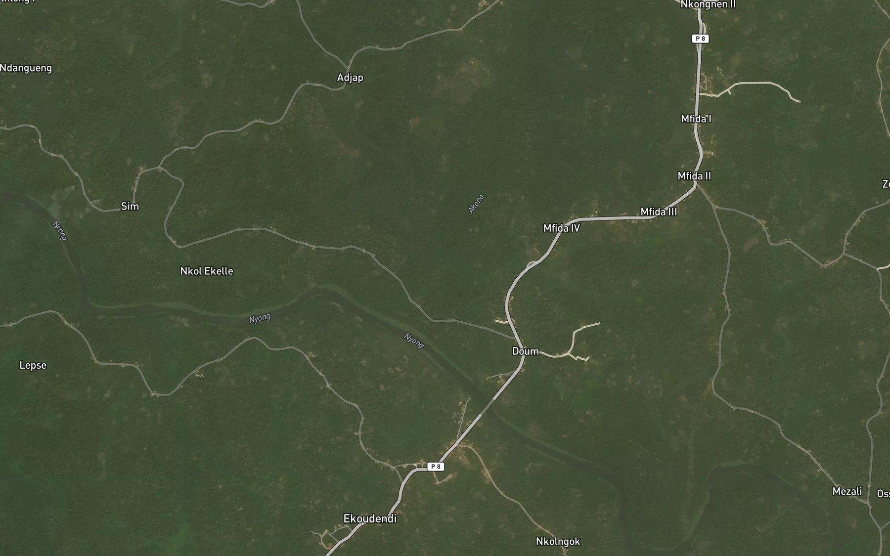 Satellite map of the Akono