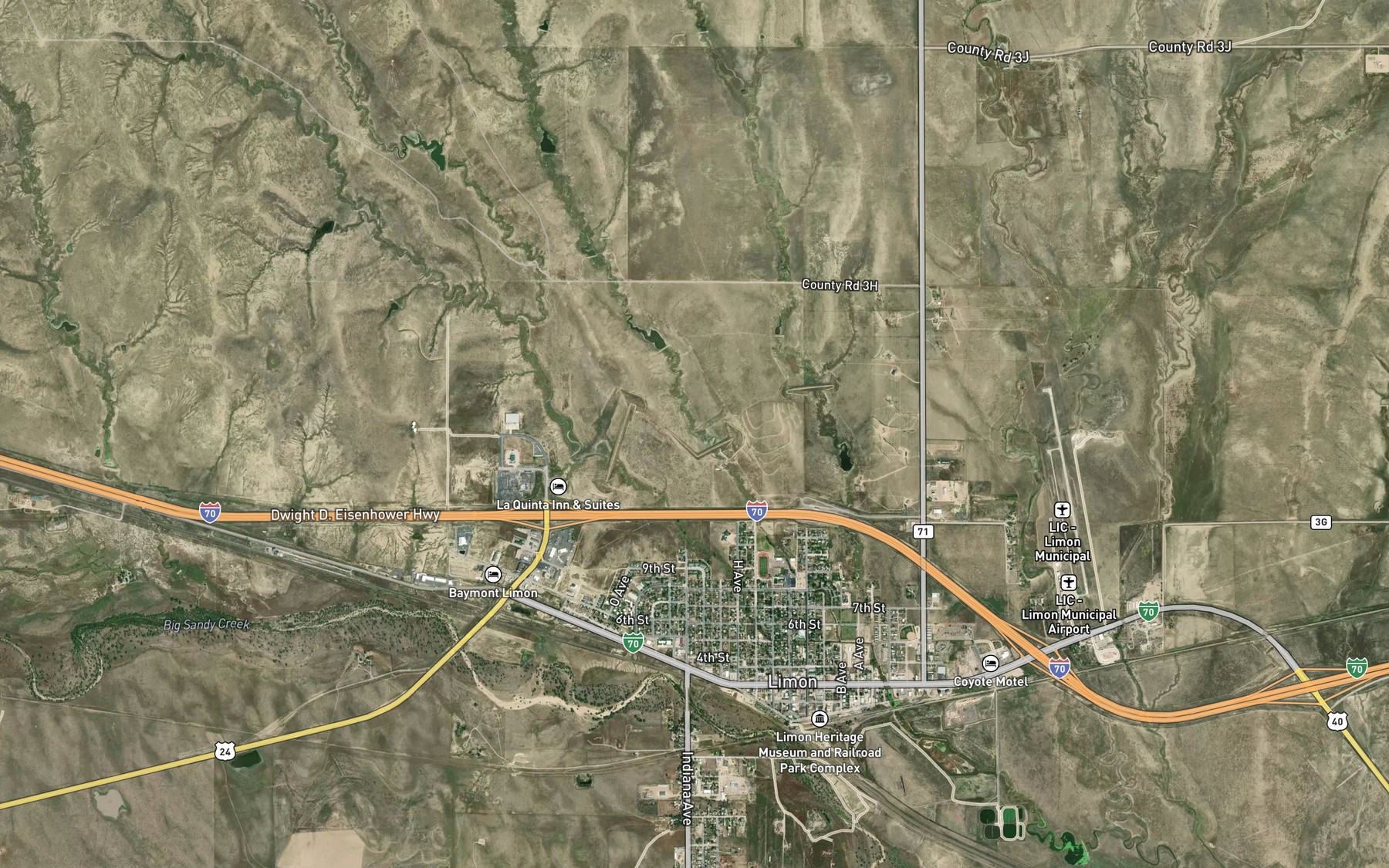 Satellite map of the Limon Watershed L-2 Reservoir