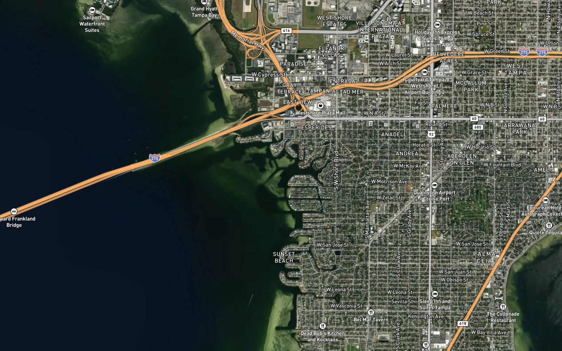 Satellite map of the Culbreath Bayou