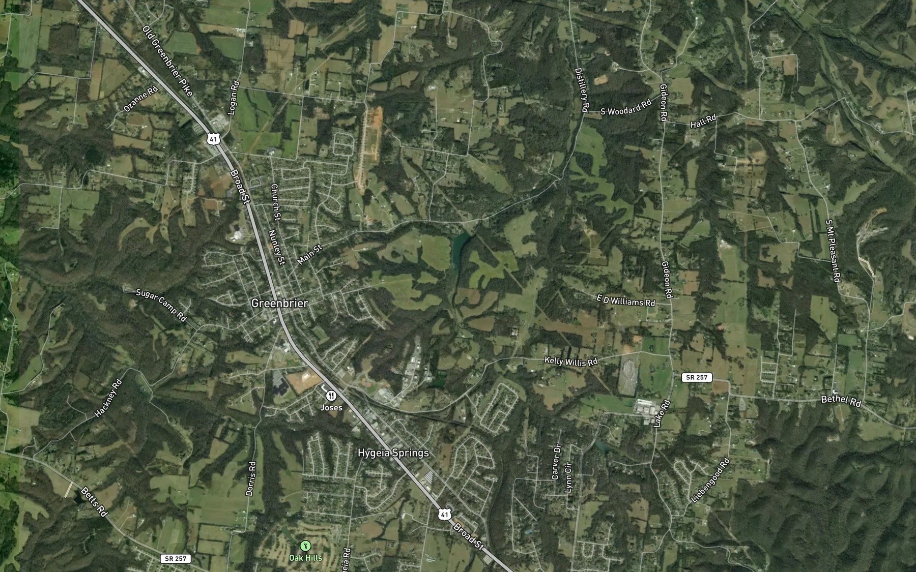 Satellite map of the Pole Bridge Branch