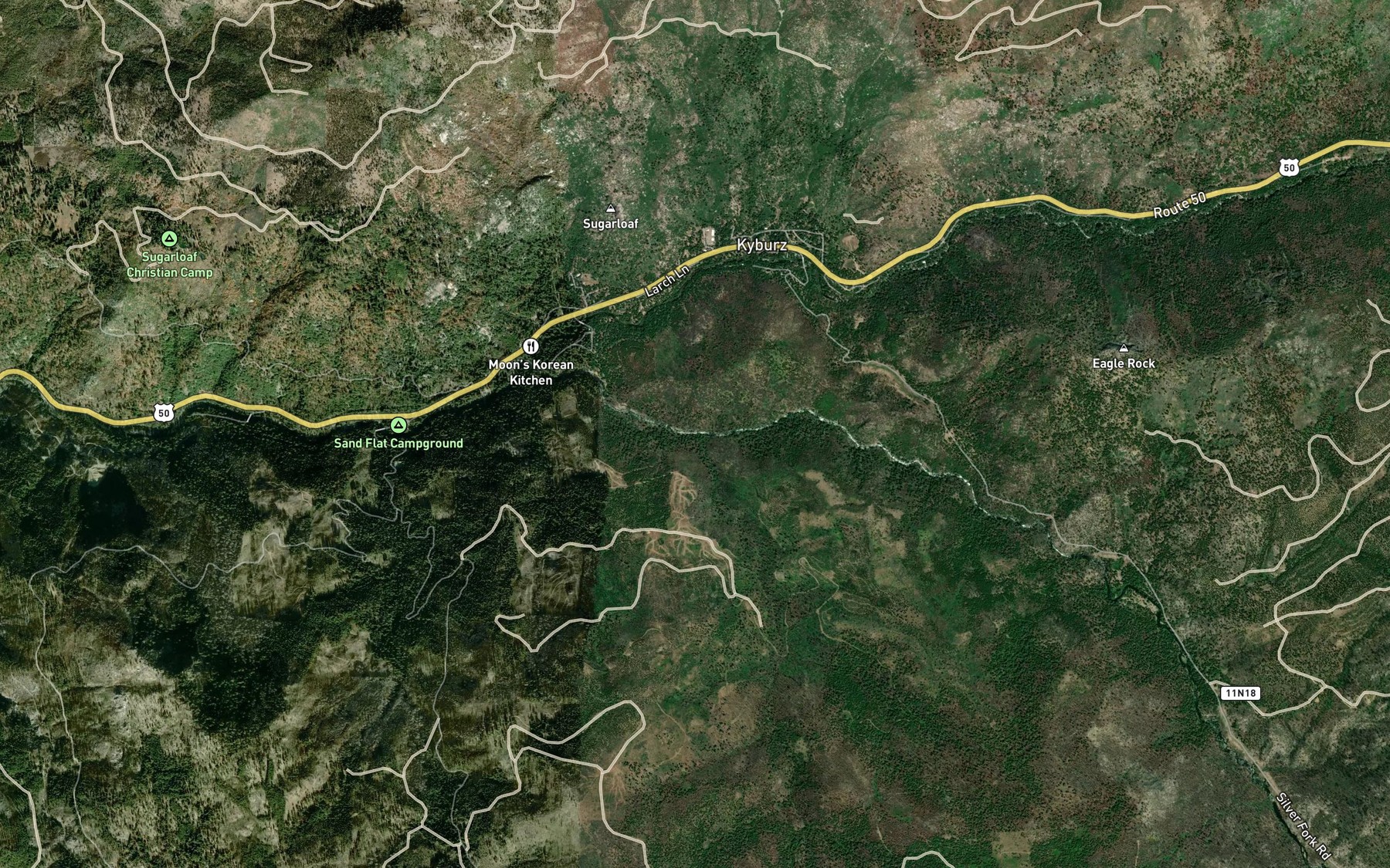 Satellite map of the Beanville Creek