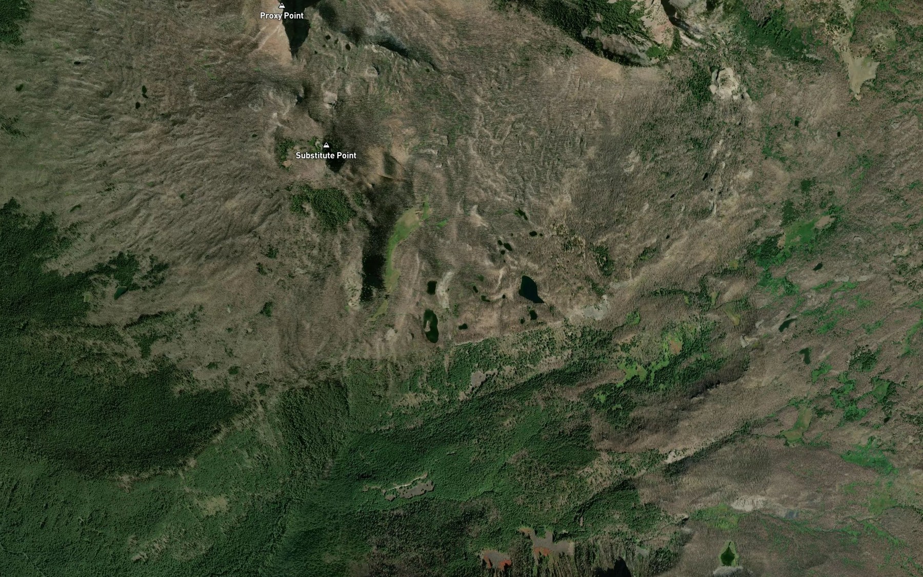 Satellite map of the Honey Lakes