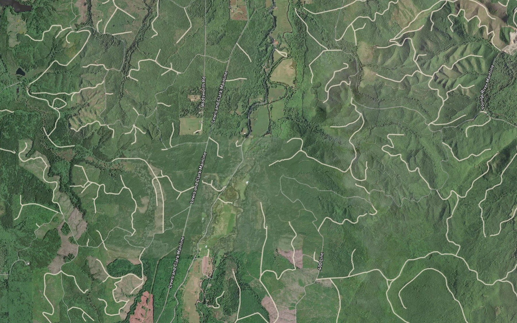 Satellite map of the Klickitat Creek