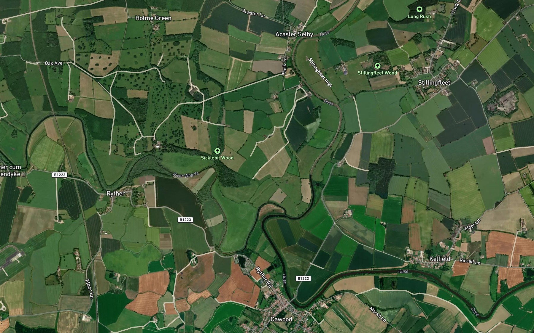 Satellite map of the River Wharfe