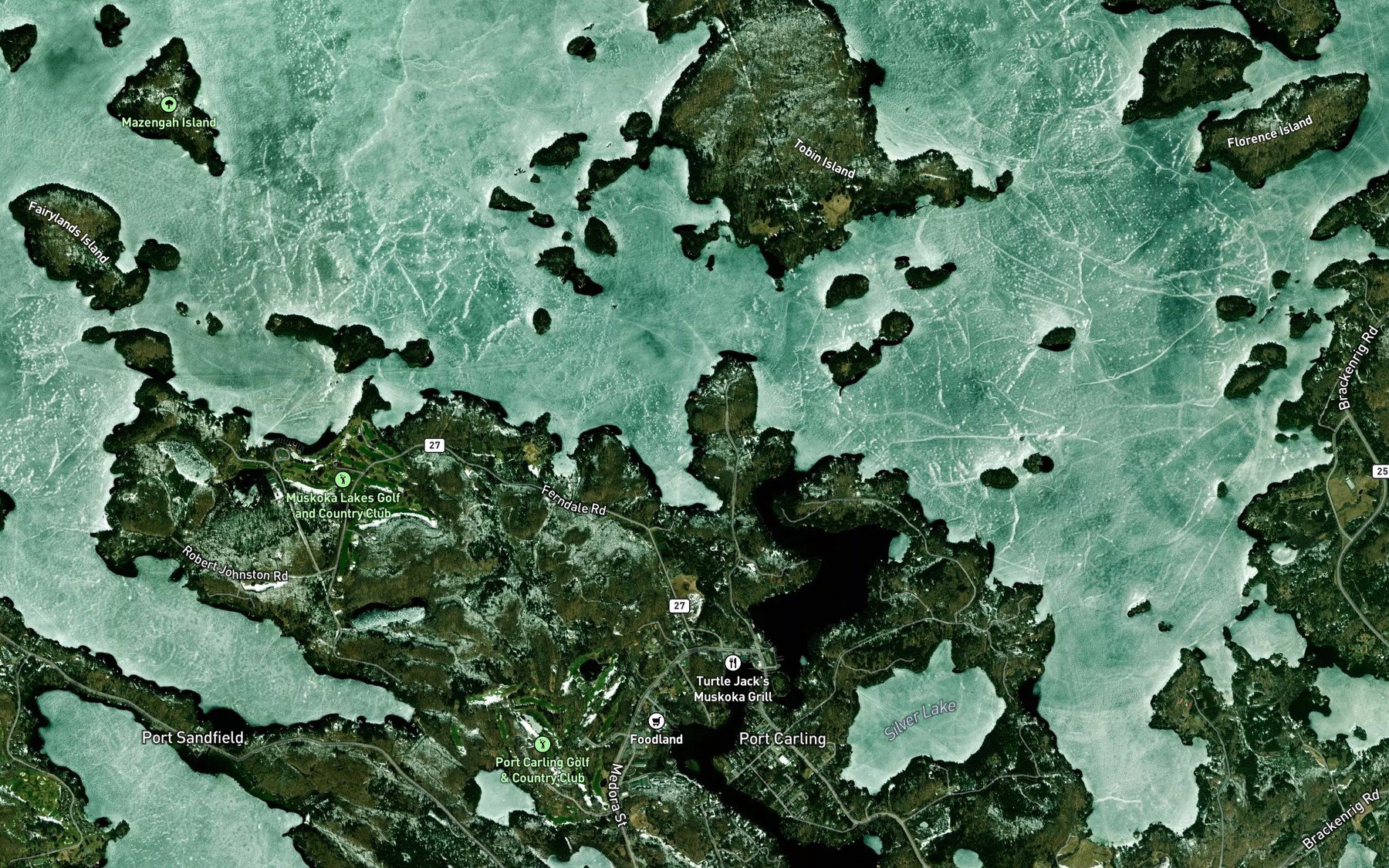 Satellite map of the Adams Bay