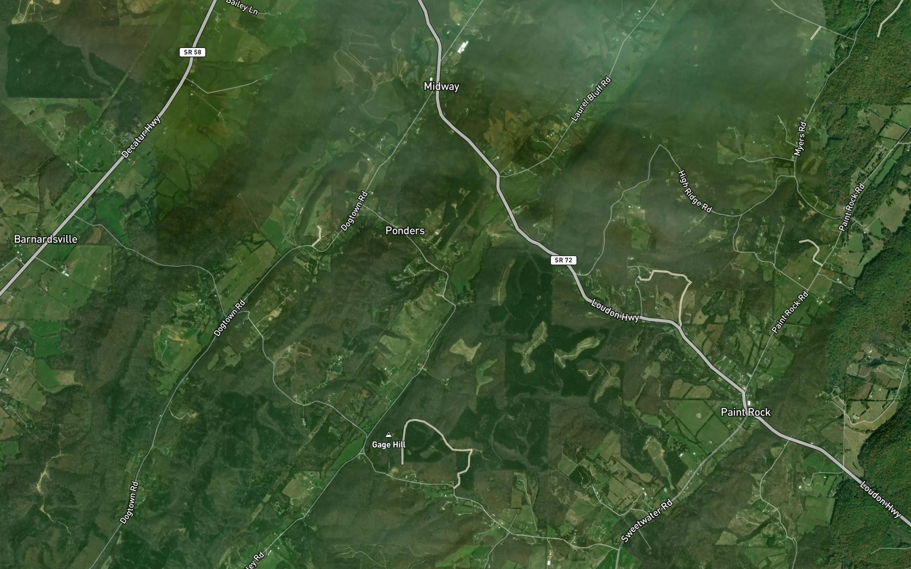 Satellite map of the Ponders Branch