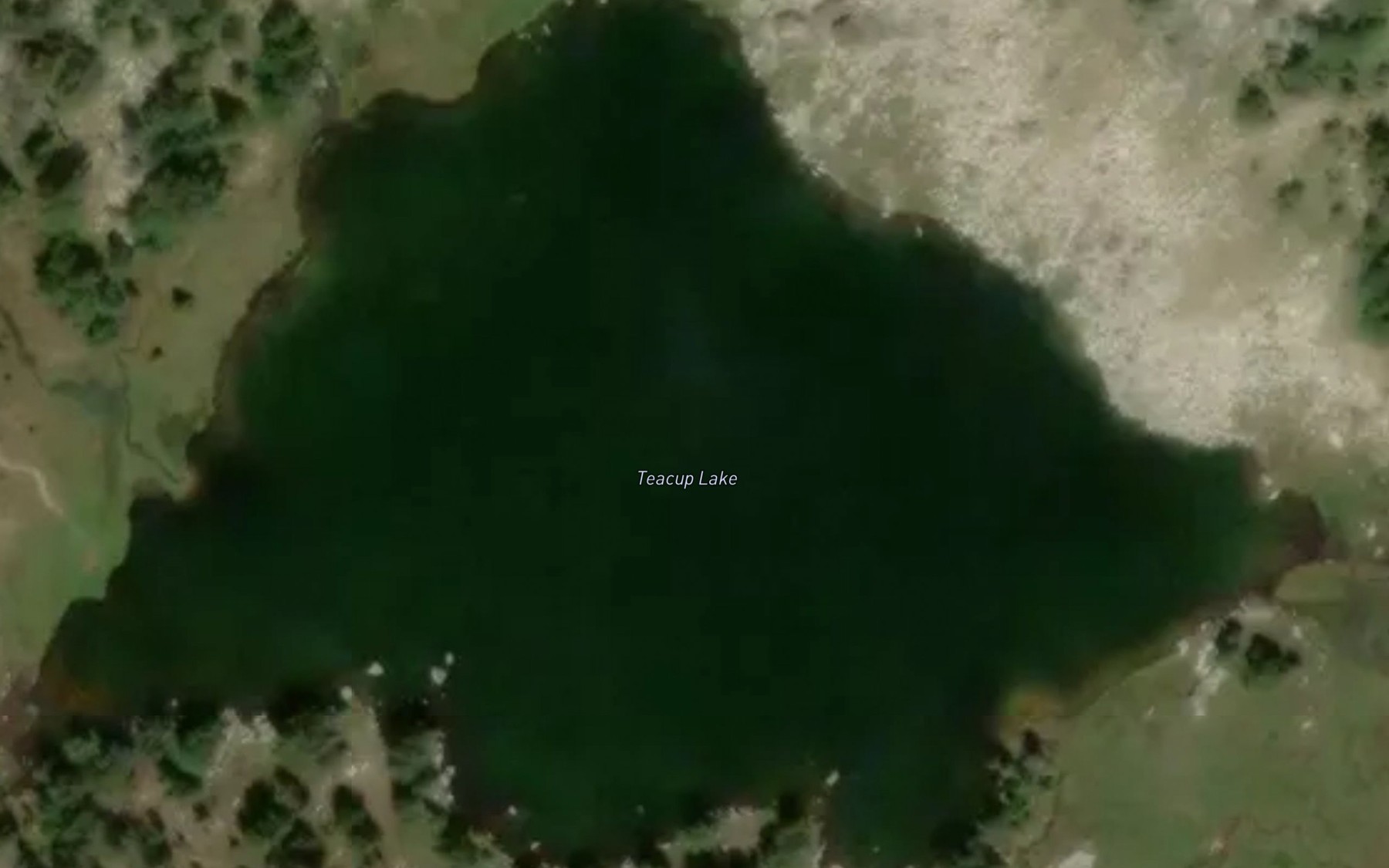 Satellite map of the Teacup Lake