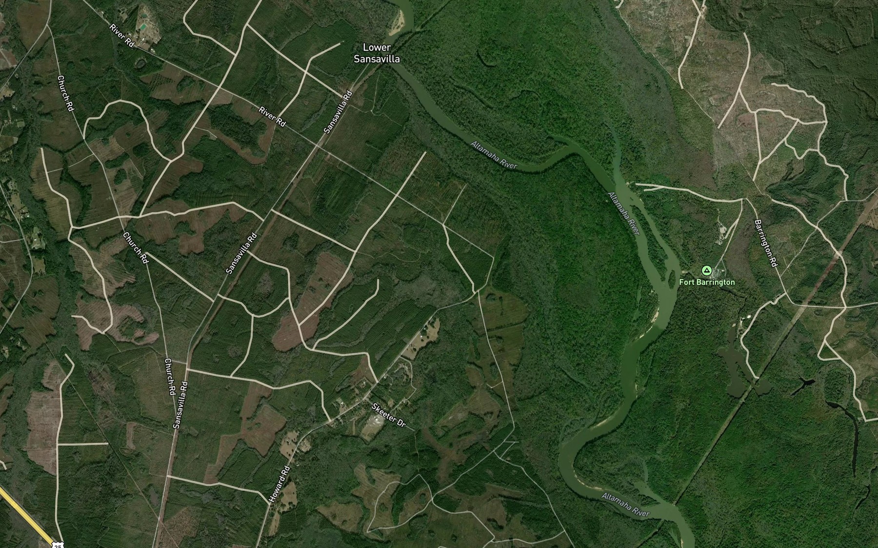 Satellite map of the Aleck Island Branch