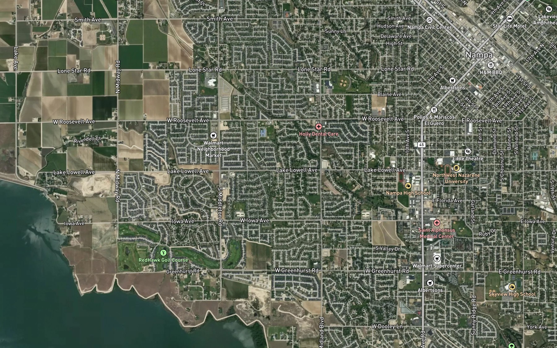 Satellite map of the Peters Lateral