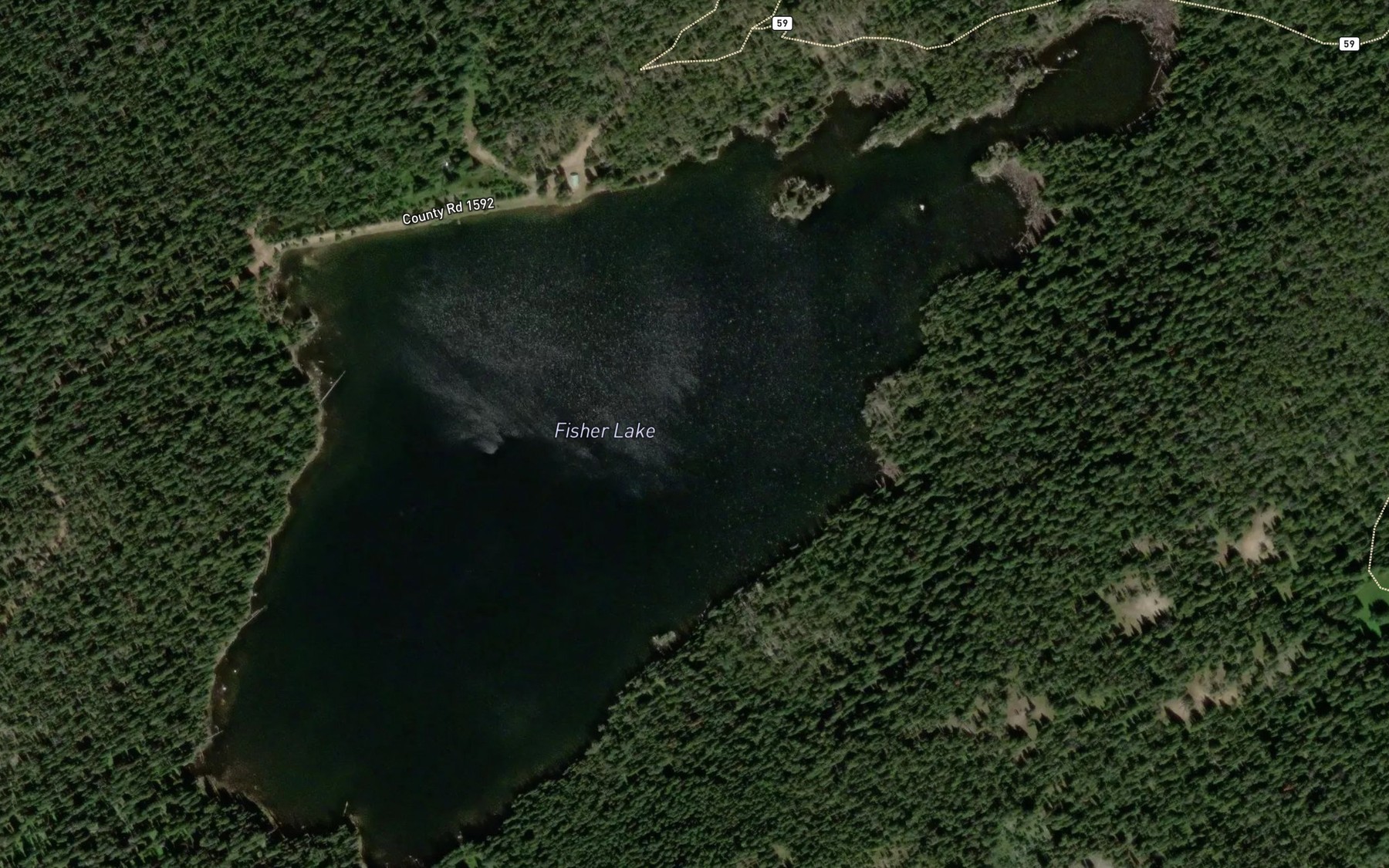Satellite map of the Fisher Lake