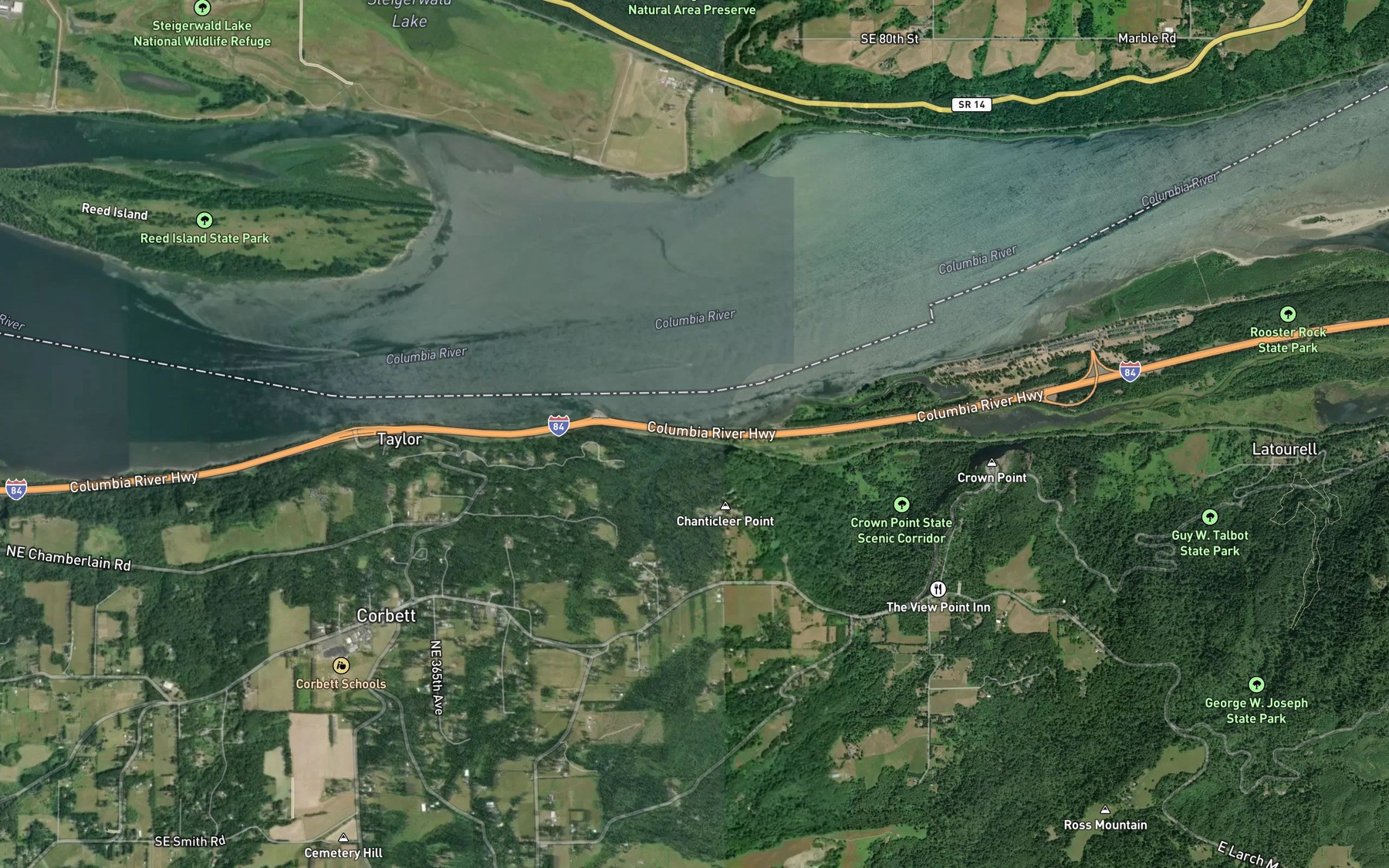 Satellite map of the Rainbow Creek