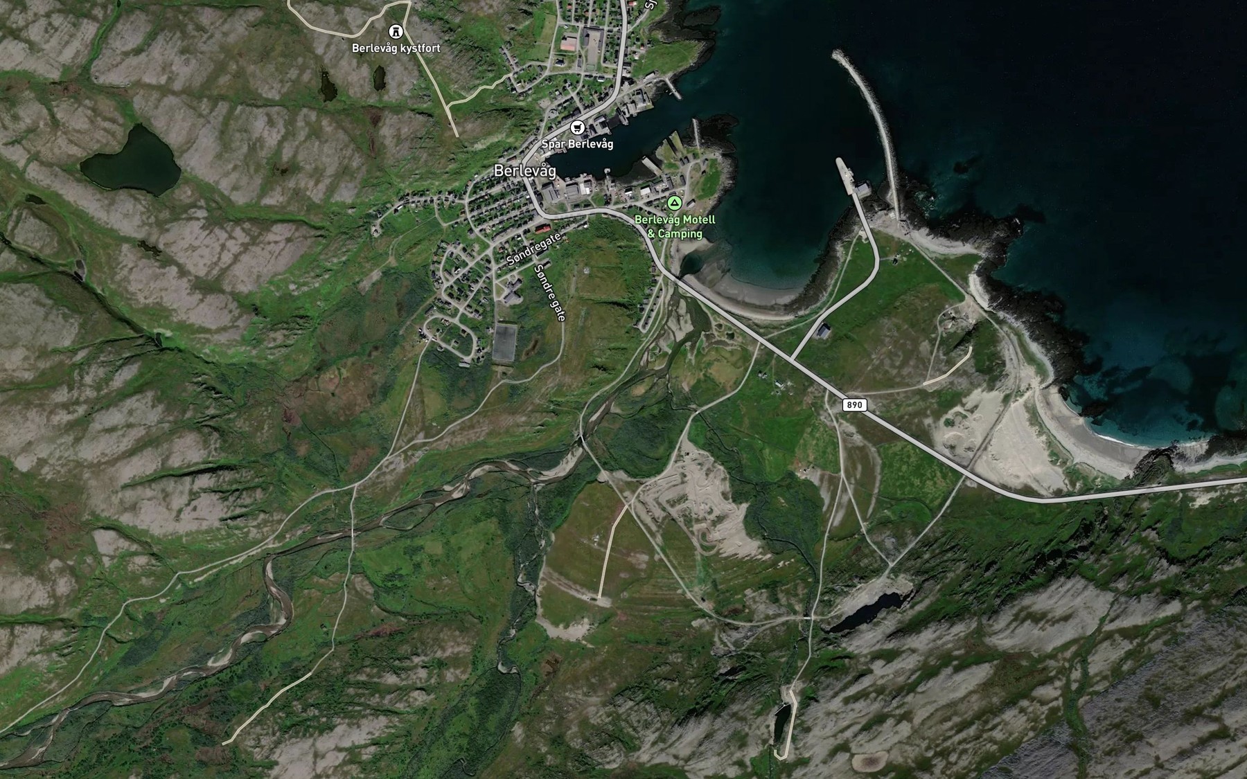 Satellite map of the Storelva