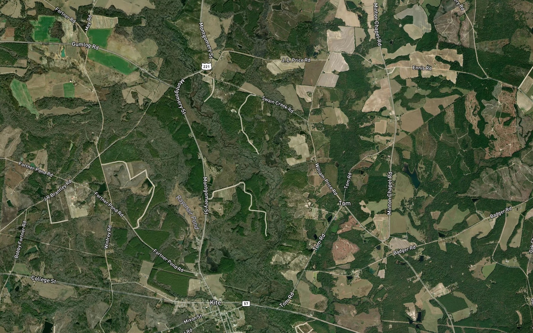 Satellite map of the Swain Creek