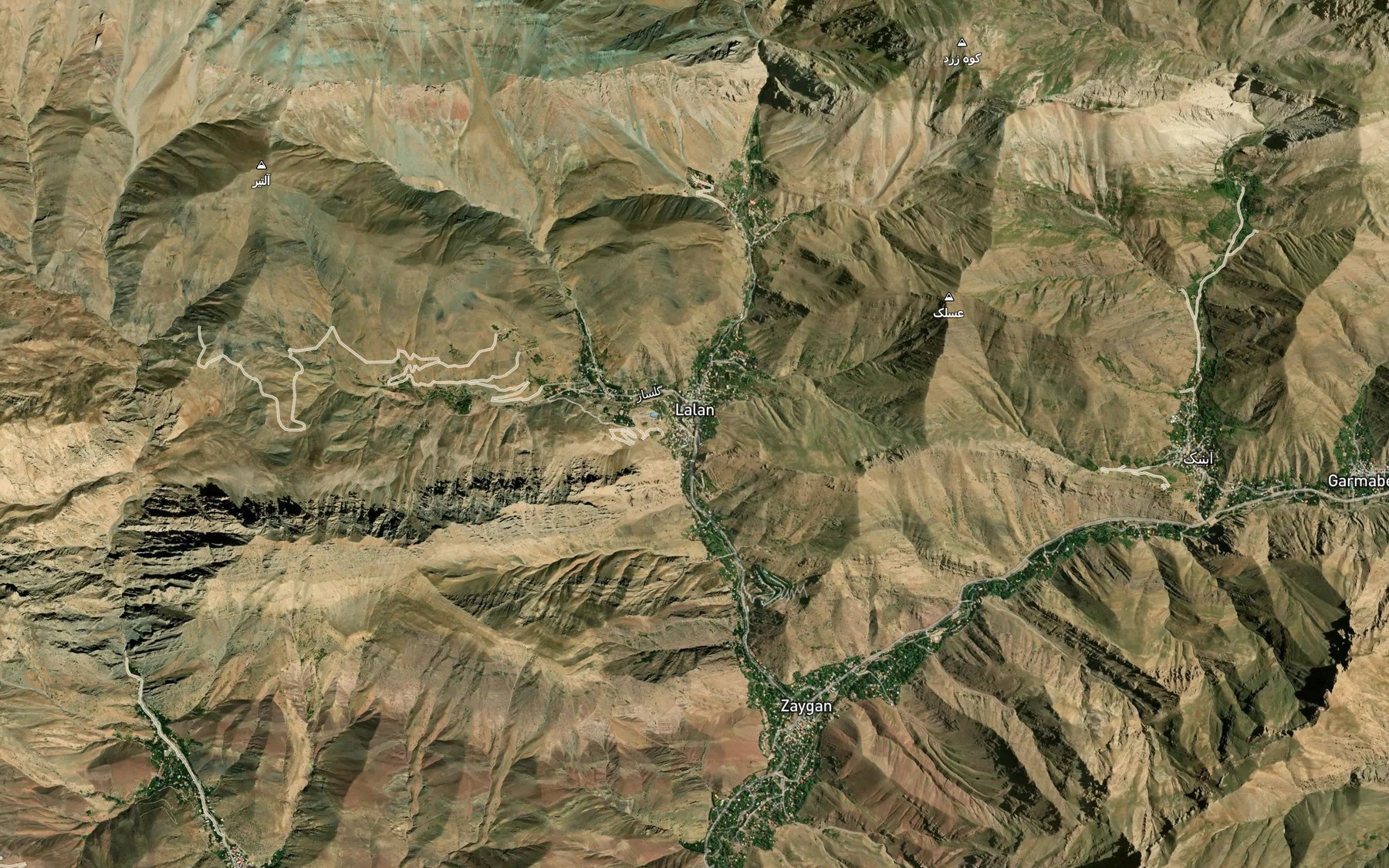 Satellite map of the Rudkhaneh-ye Varz Ab