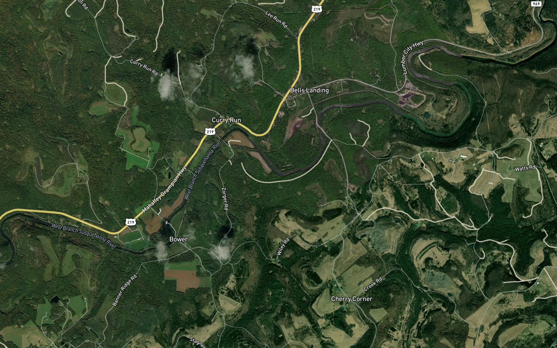 Satellite map of the McCracken Run