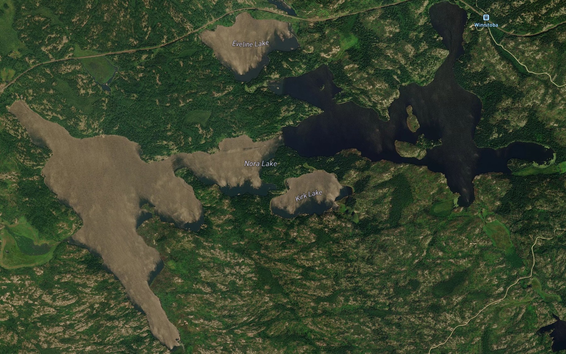 Satellite map of the Nora Lake