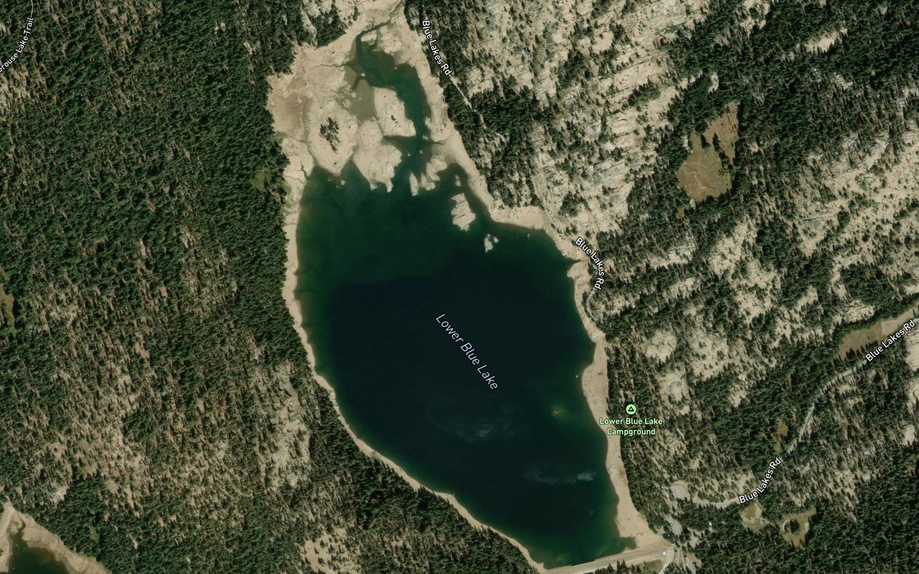 Satellite map of the Lower Blue Lake