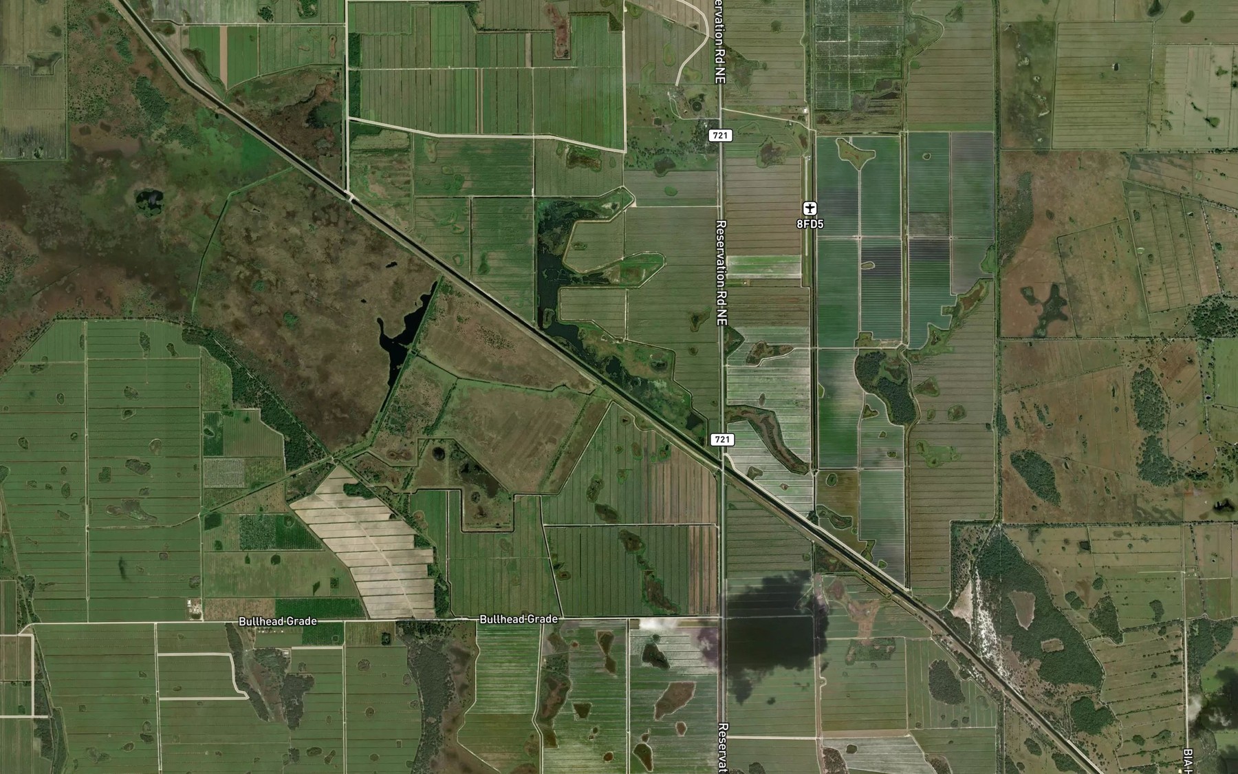 Satellite map of the Indian Prairie Canal