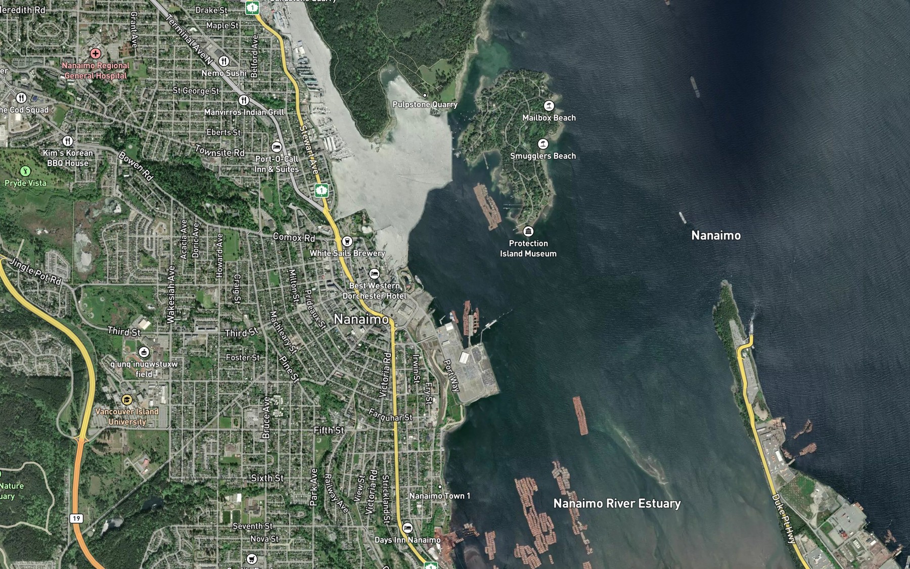 Satellite map of the Meakin Channel