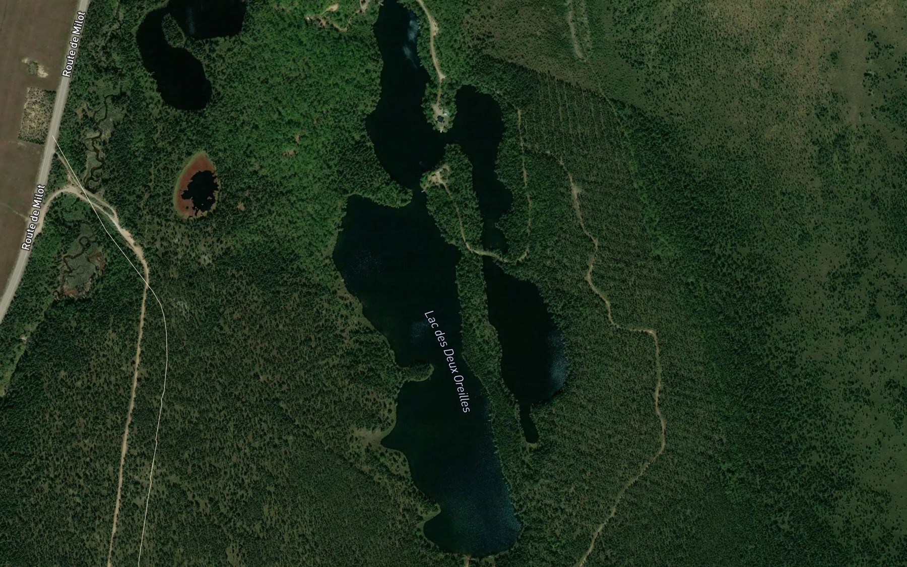 Satellite map of the Lac des Deux Oreilles