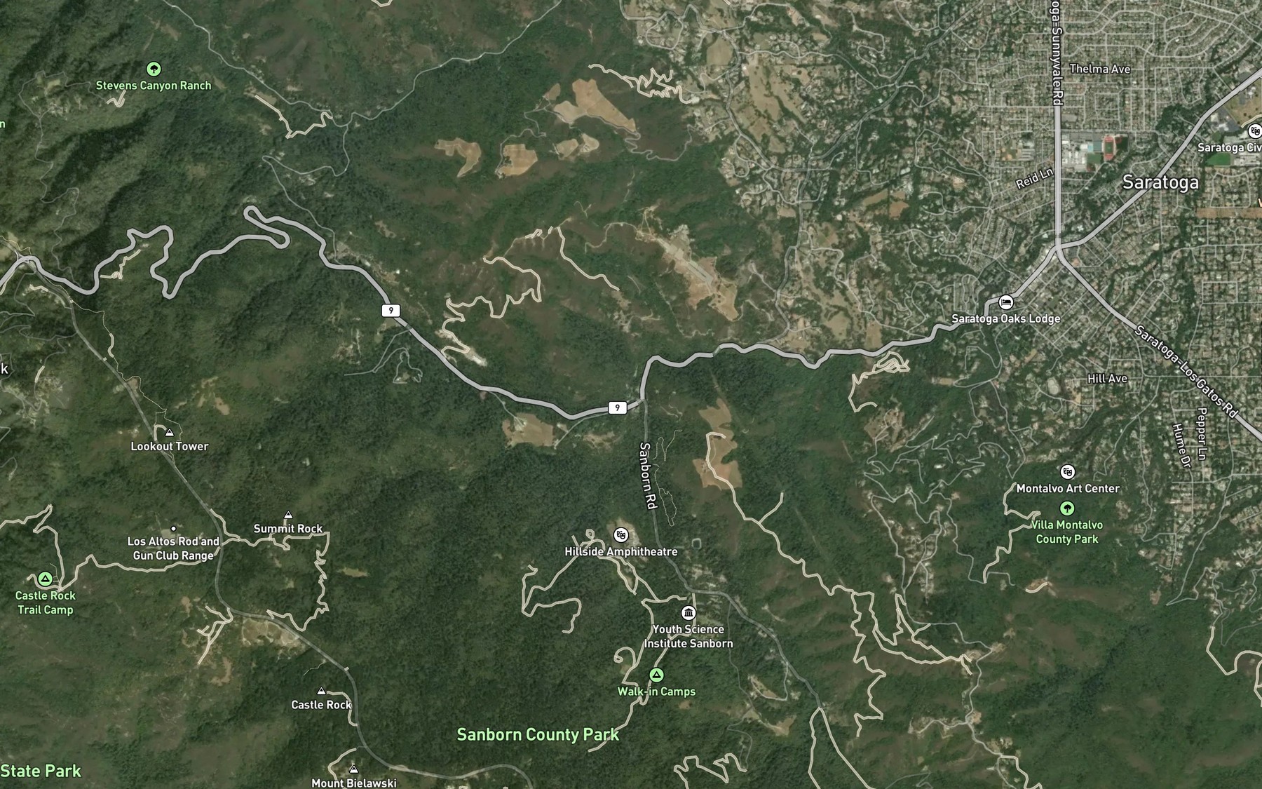 Satellite map of the Sanborn Creek