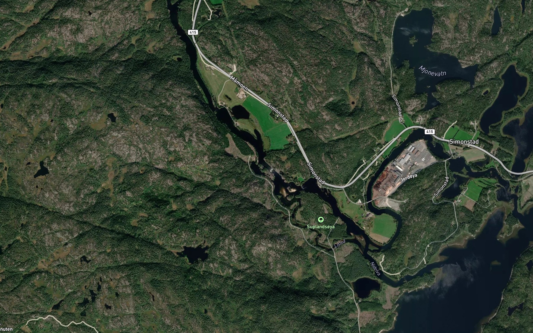 Satellite map of the Suplandsfossen