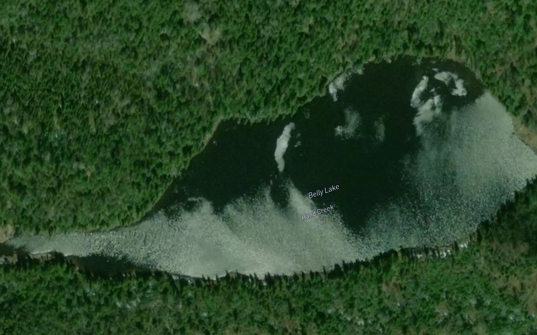 Satellite map of the Belly Lake