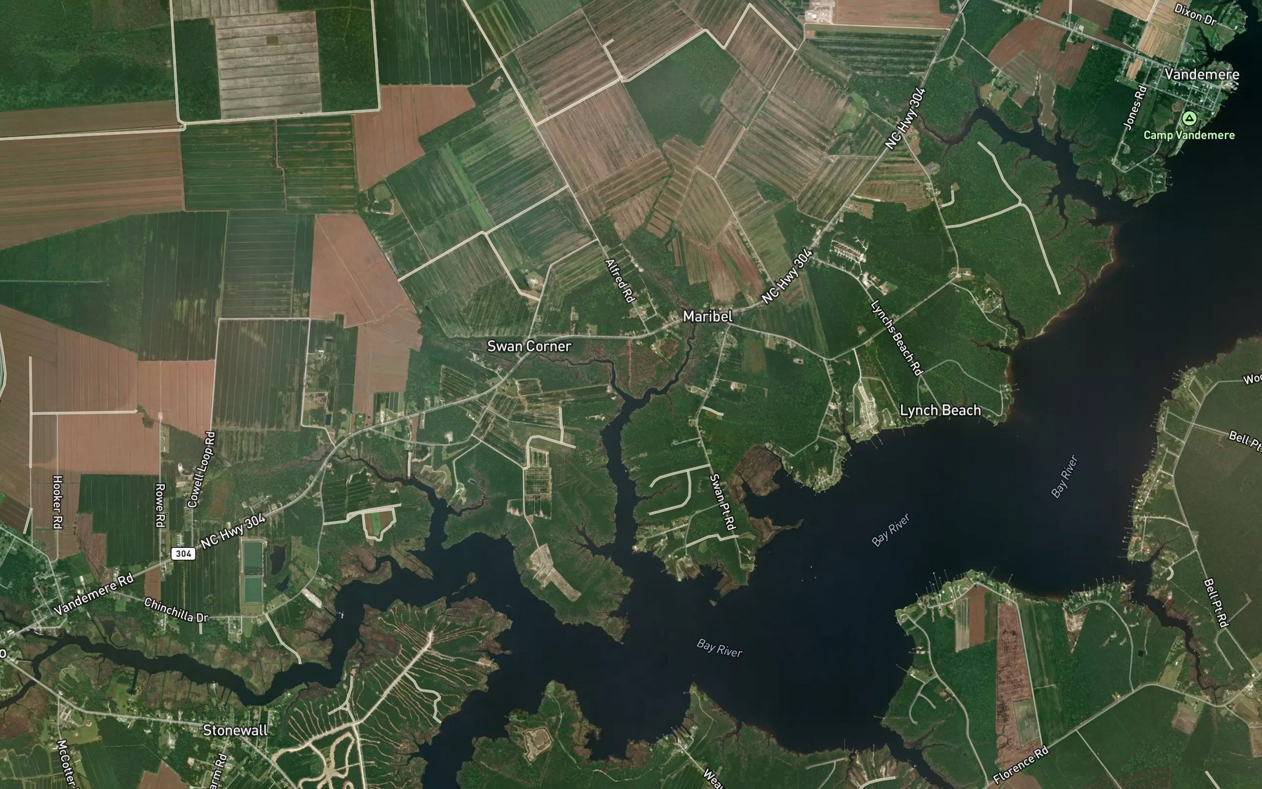 Satellite map of the Whitehurst Creek